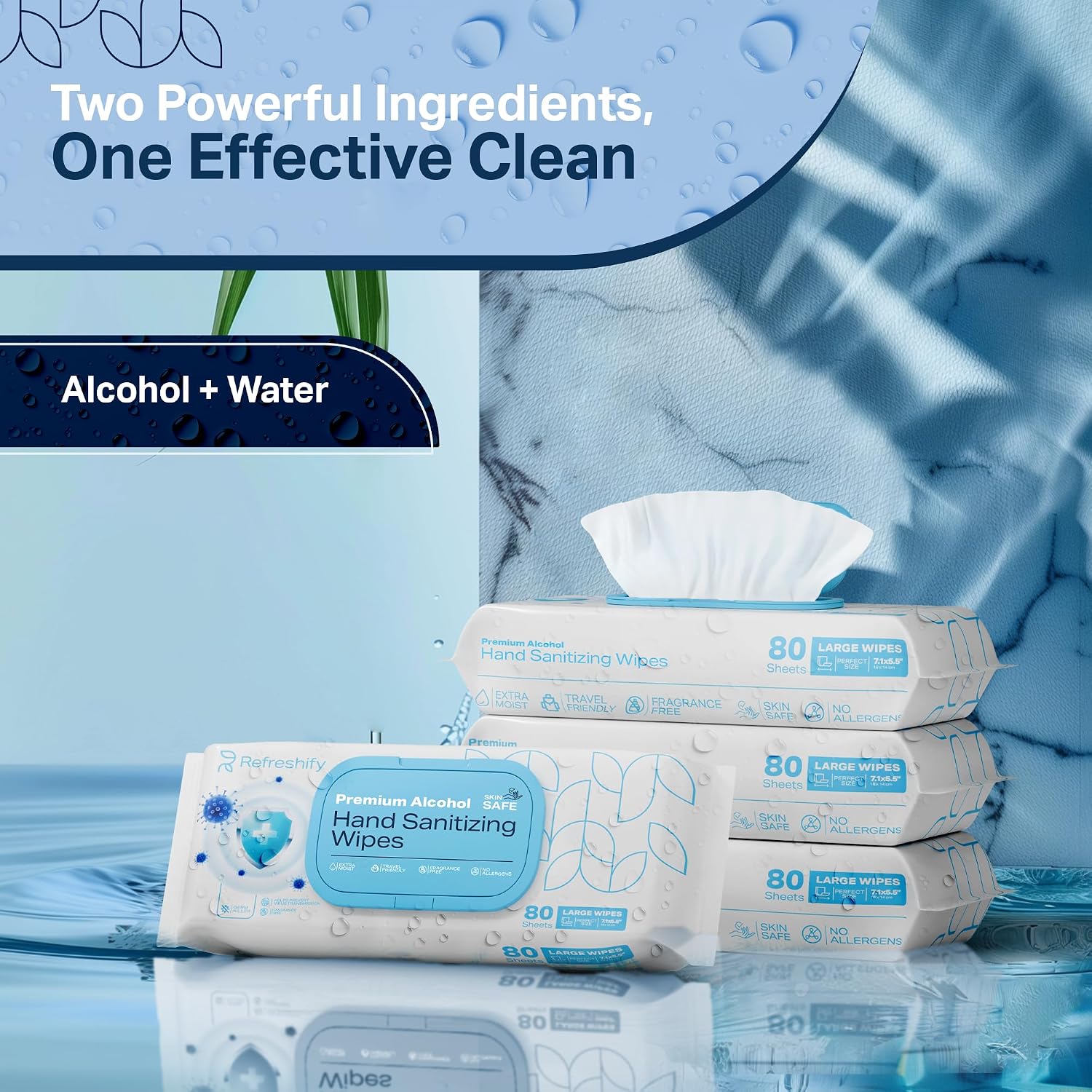 Thumbnail 2 de REFRESHIFY RFRSH-ALCH-UNIT10 Alcohol Wipes, 75% Alcohol, Unscented, Large