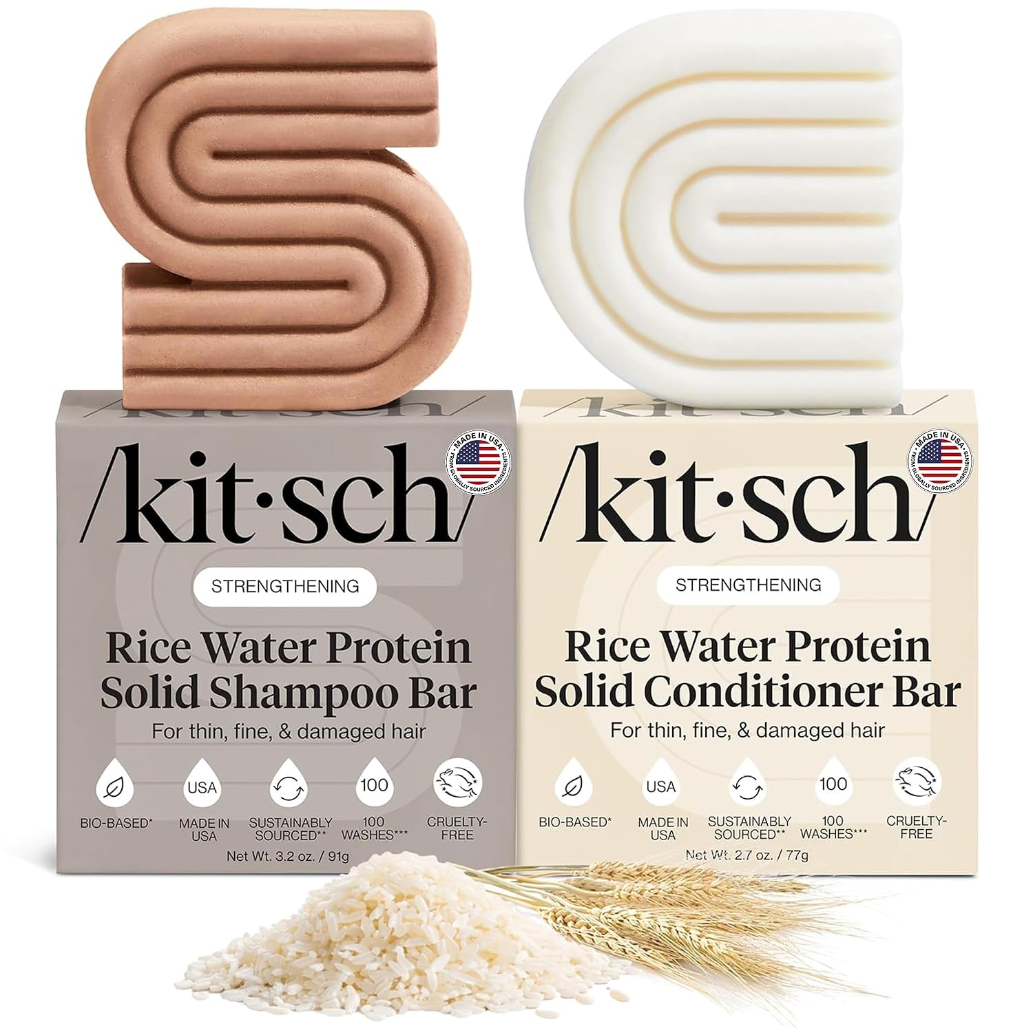 Detalle de Kitsch Rice Water Protein Solid Shampoo Set