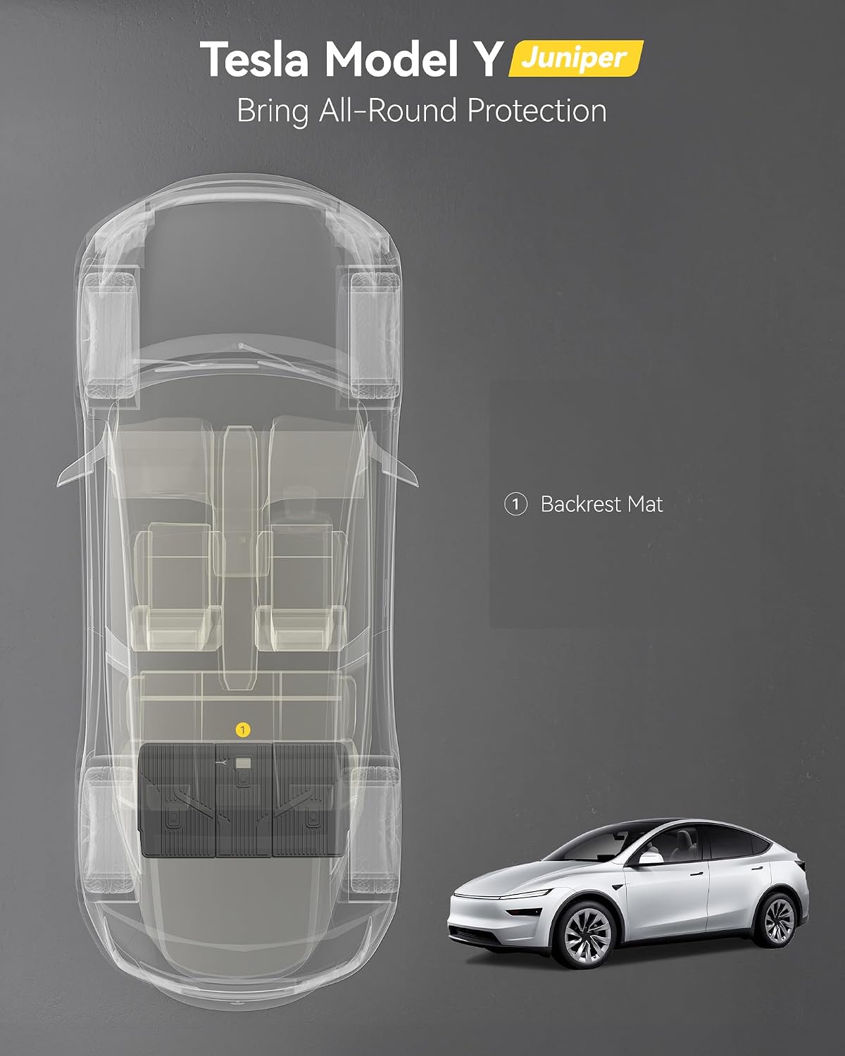 Thumbnail 2 de 3W Rear Seat Back Cover for Tesla Model Y (2025–2026) Juniper Premium – Thorex All Weather Dog Friendly Full Coverage