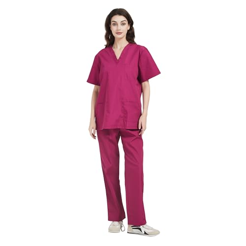 Detalle de MISEMIYA Pijama Sanitario Unisex 6801-6802 XL Granate: uniforme cómodo y duradero para profesionales de la salud