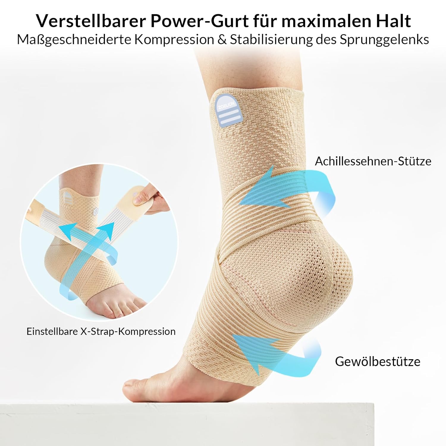 Thumbnail 2 de ZOELION Knöchelbandage mit 3D-Strick-Netzgewebe (verstellbar) – Bandage für Sprunggelenk, Plantarfasziitis & Achillessehne