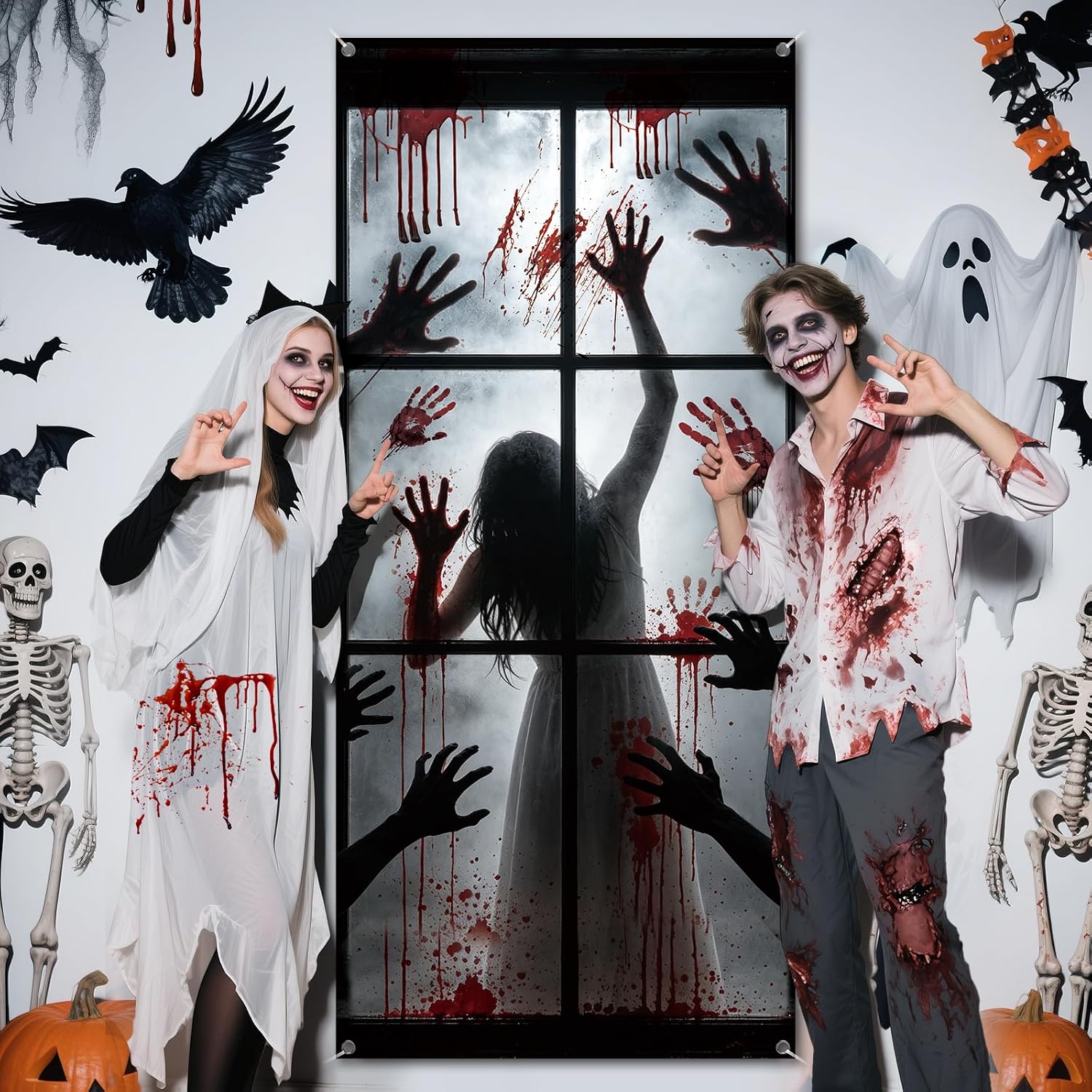 Thumbnail 6 de 79 x 35-Inch Zombie Hands Halloween Door Cover, Reusable Polyester Banner