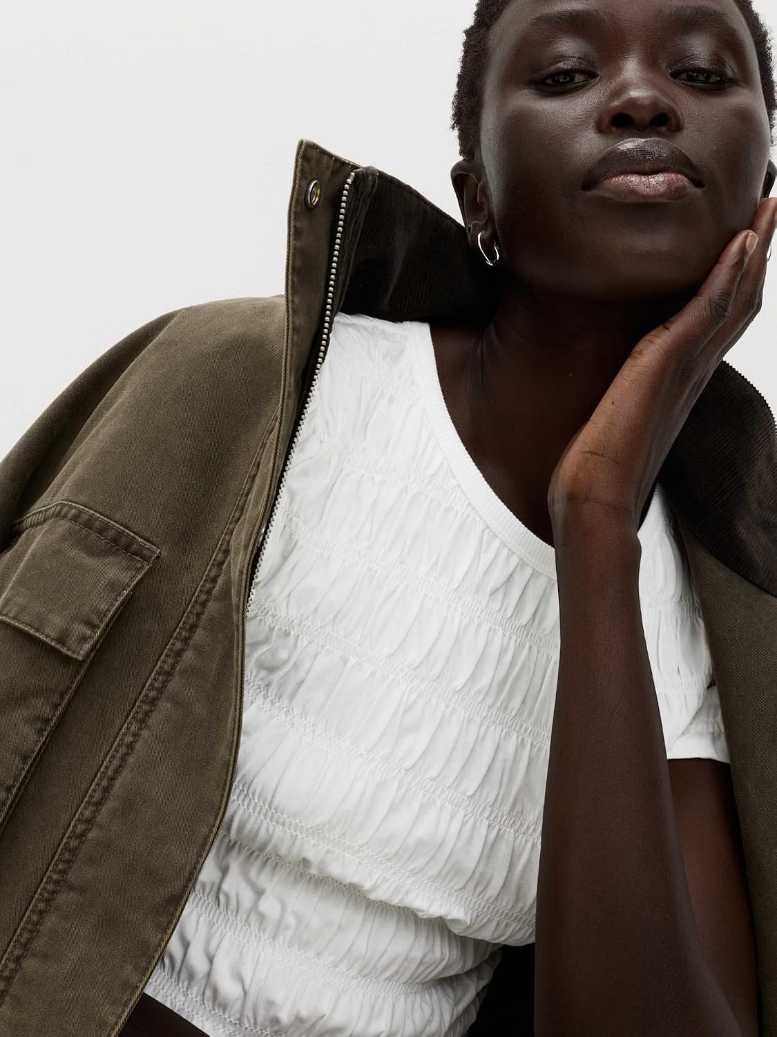 Detalle 2 de Marks & Spencer damestop van puur katoen met gesmokte details en pofmouwen