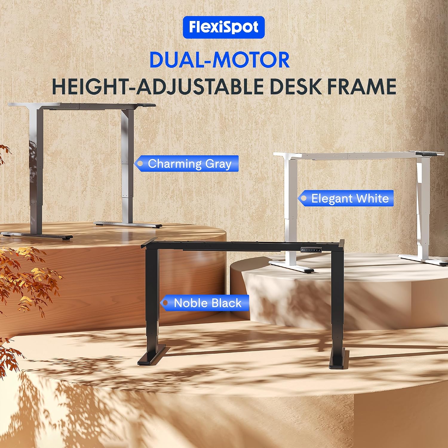 Detalle 2 de FLEXISPOT EC5S-Plus-NL03 Electric Desk Frame, Dual Motors, Grey
