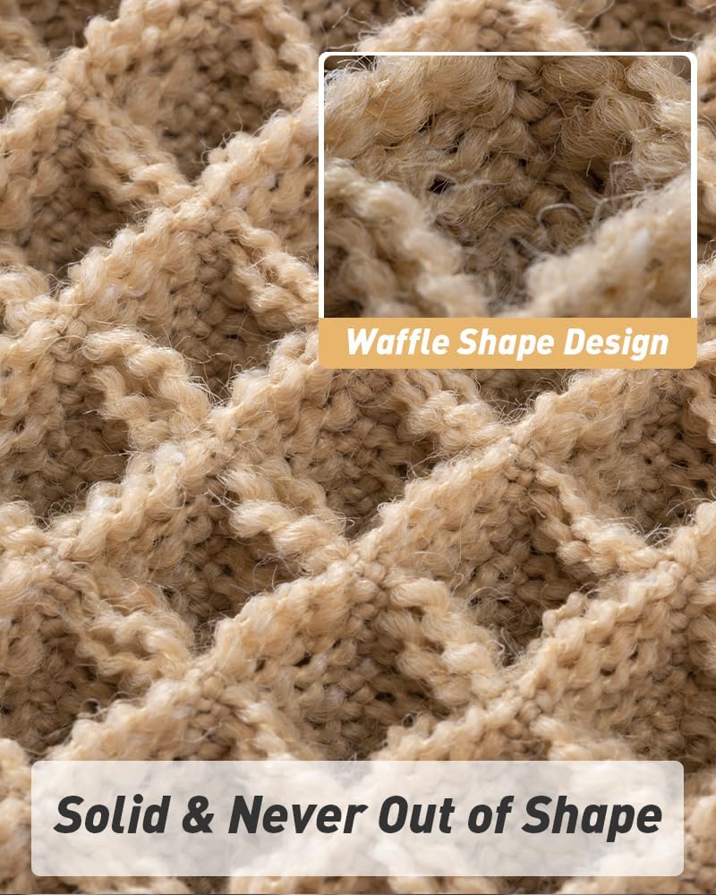 Thumbnail 3 de Upgraded Waffle Runner Rug Waffle Bath Mat with Tassels, Super Absorbent Non Slip Runner for Bathroom Floor (Brown, 2' x 6')