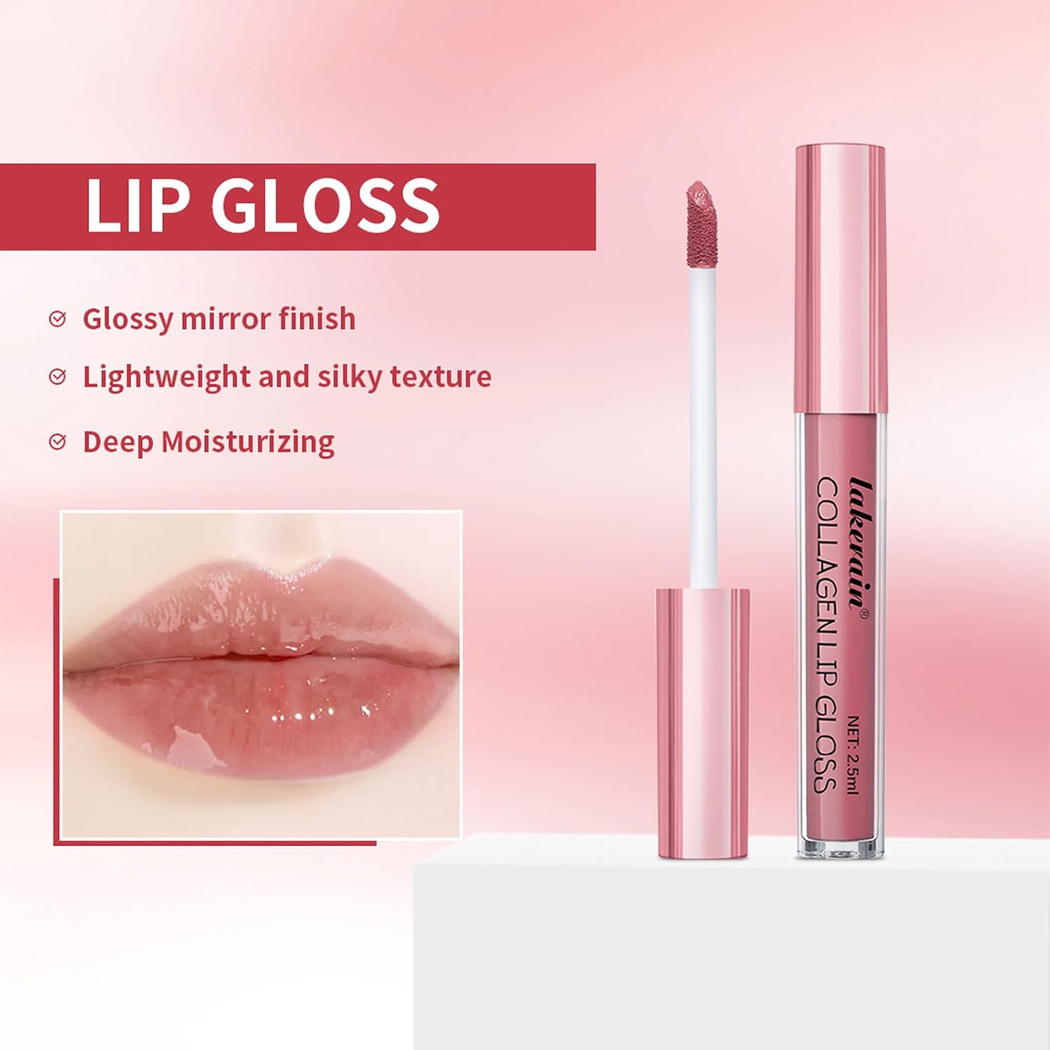Thumbnail 6 de 3-Piece Nude Pink Lip Set with Lip Liner, Velvet Matte Lipstick & Collagen Gloss
