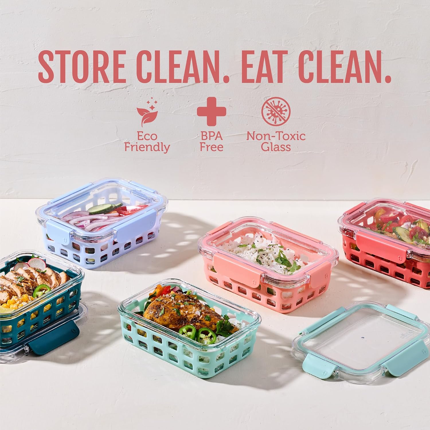 Detalle 2 de Ello Duraglass 5-Piece Glass Food Storage Set