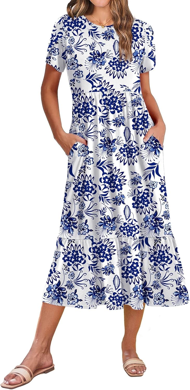 Thumbnail 6 de Zeagoo Women Summer Midi A-Line Dress with Pockets — Flowy Tiered Beach Sundress