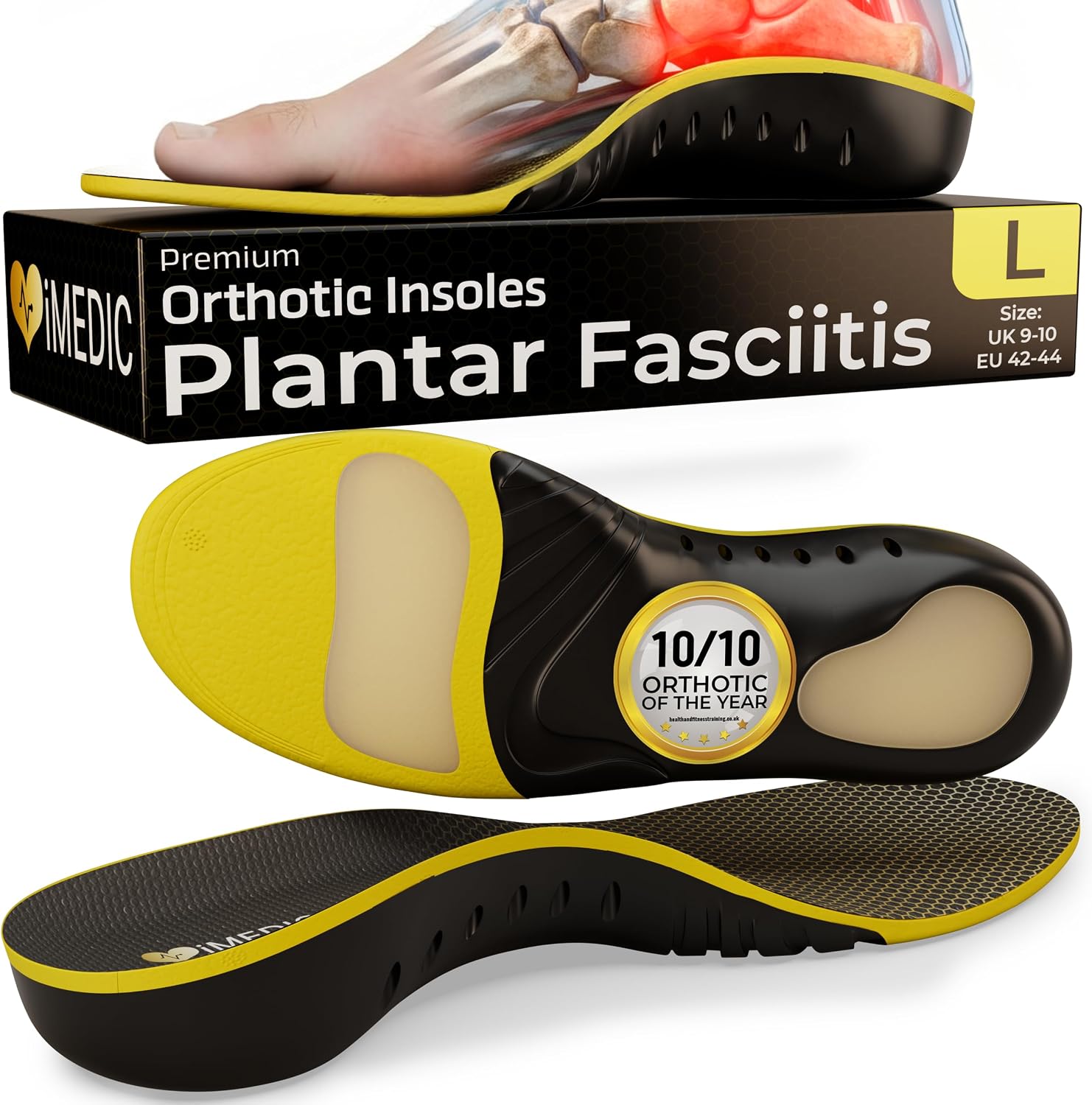 Detalle de iMedic Orthotic Insoles for Plantar Fasciitis, Size L UK 9-10