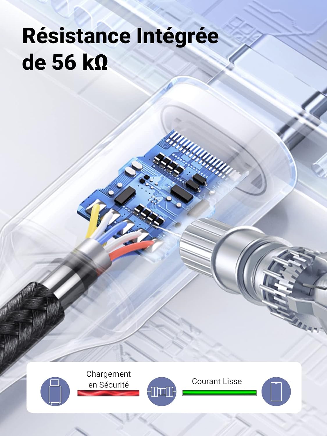 Detalle de UGREEN USB-A-naar-USB-C-kabels, 2 stuks van 2 m, 3 A en 18 W