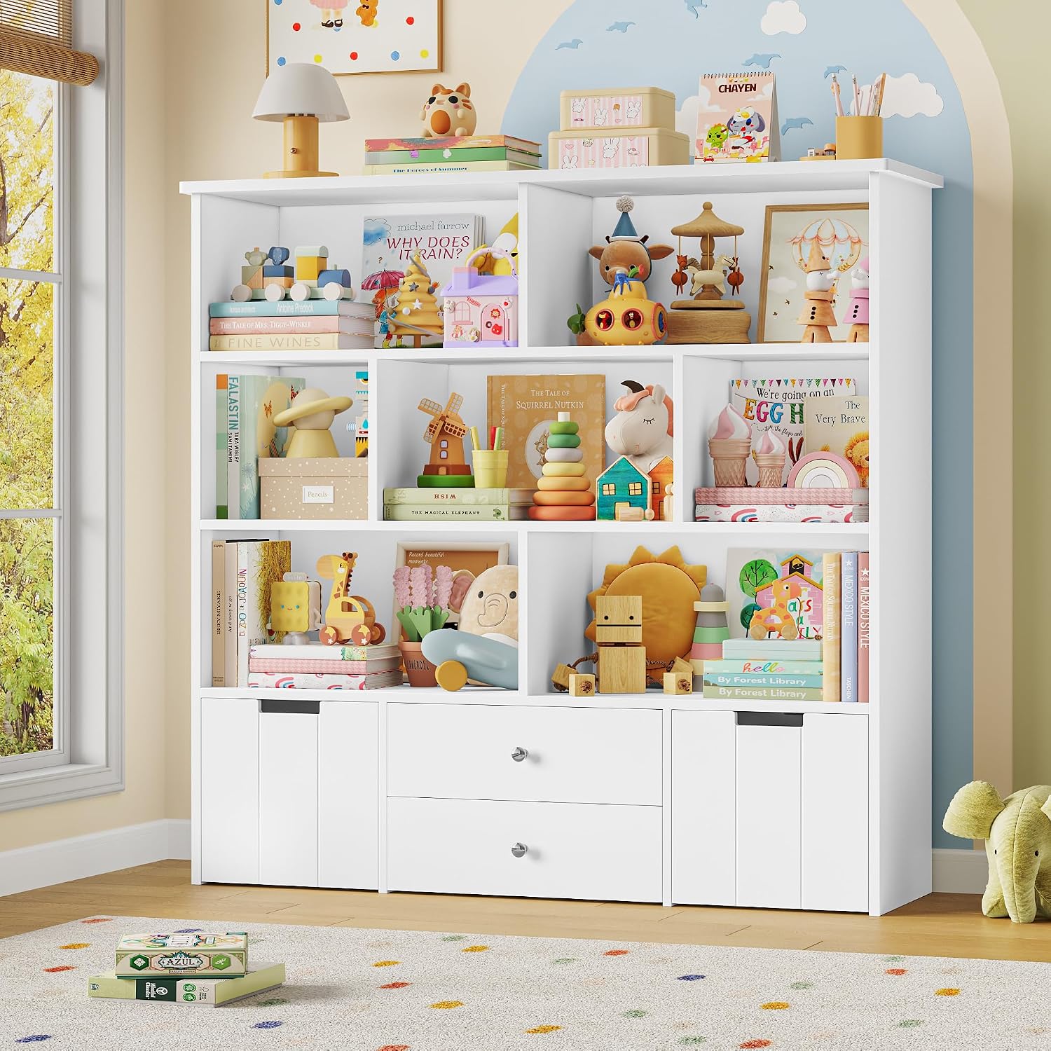 Detalle de FOREHILL M206 Kids’ Storage Unit, 7 Compartments and 4 Drawers, White