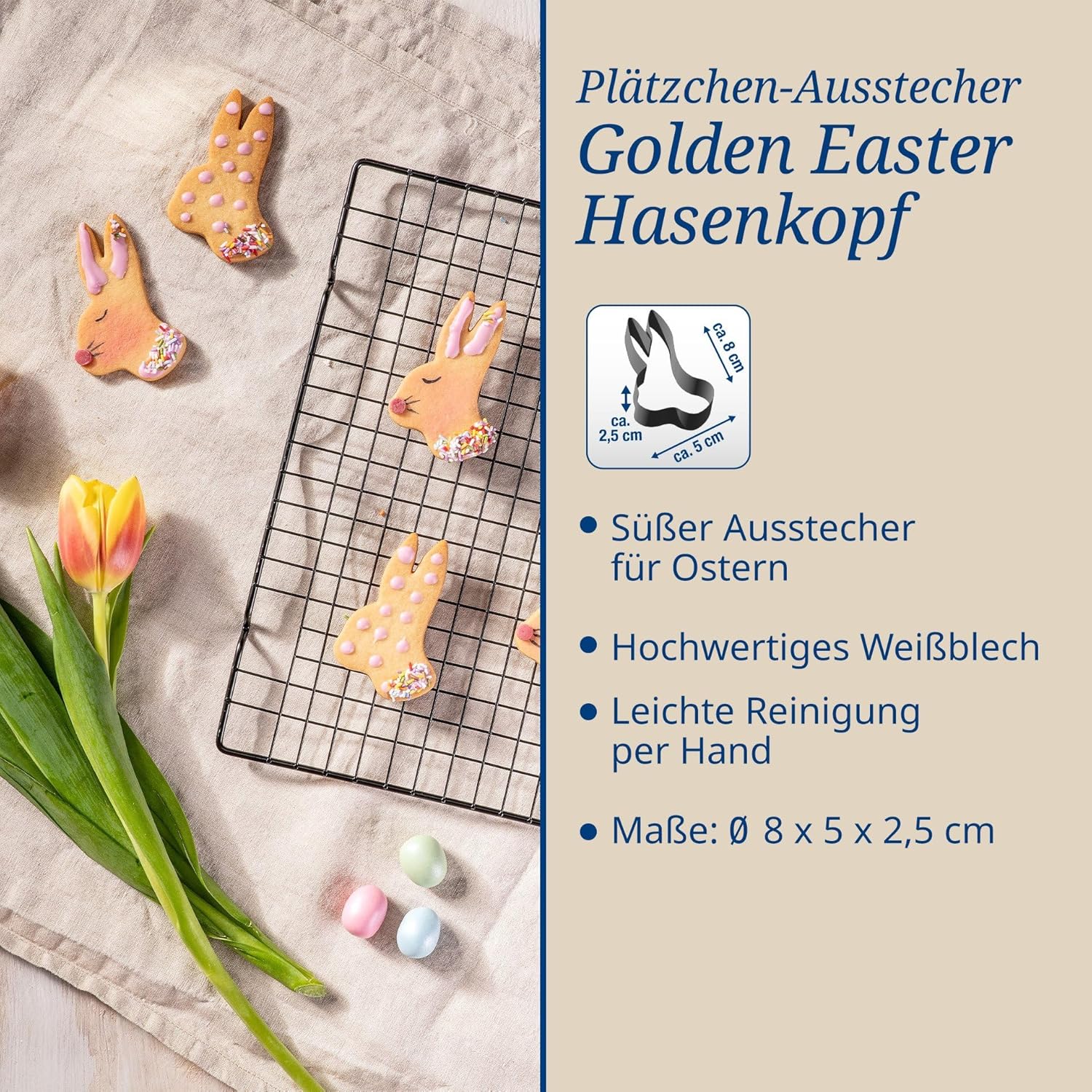 Thumbnail 3 de Dr. Oetker Ausstecher Hasenkopf – Goldiges Ostern, Weißblech/verzinnt