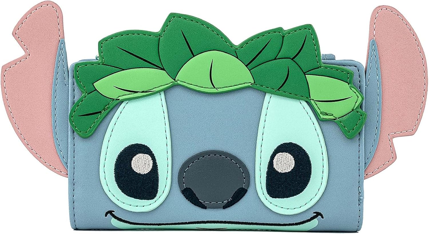 Detalle de Disney Lilo & Stitch ルアウ 二つ折り財布 フェイクレザー・ジップ式・マルチカラー