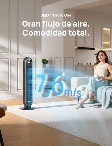 Thumbnail 1 de Dreo 20dB ventilador de pie silencioso de torre con 4 velocidades, oscilación 90° y temporizador de 8 horas (mando a distancia)