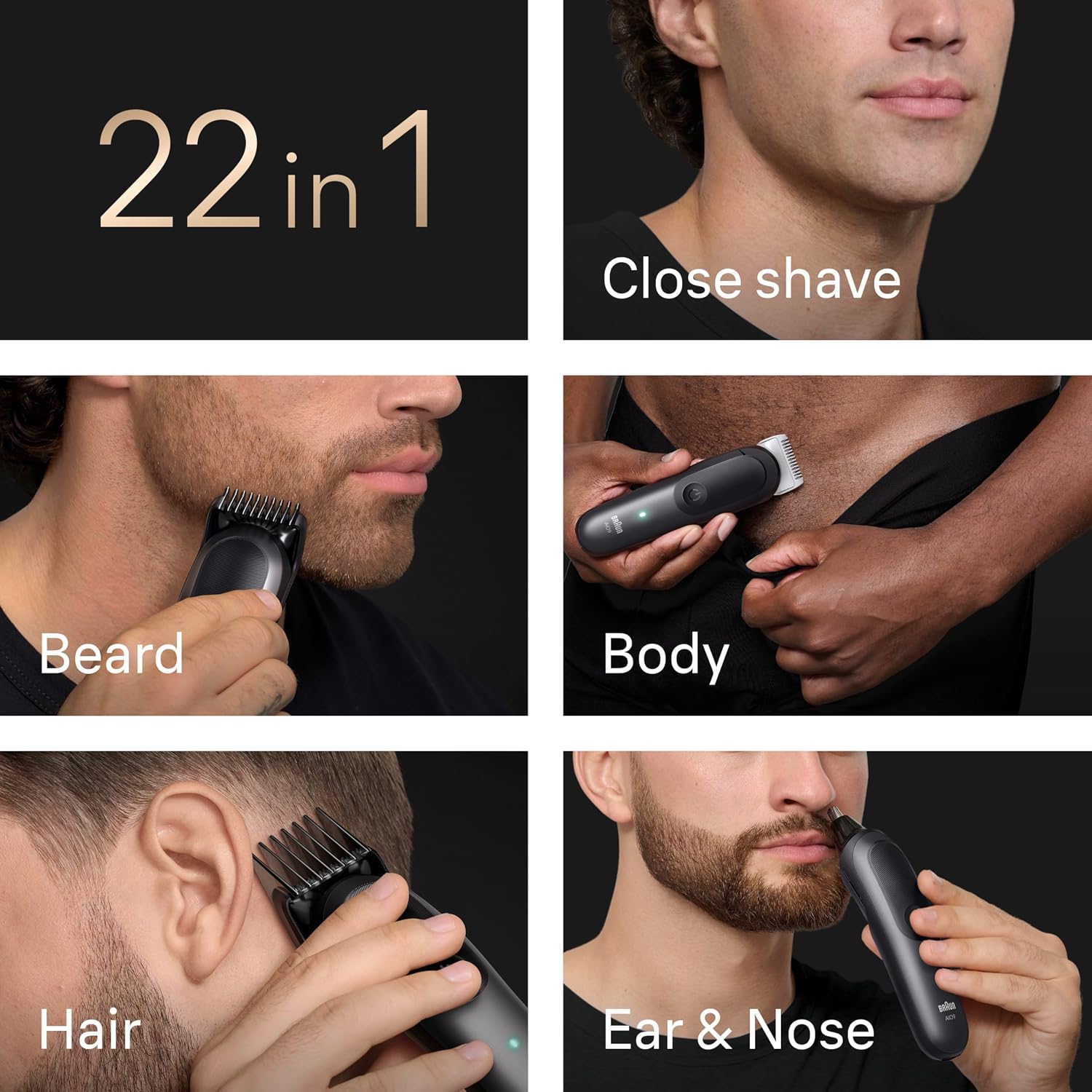 Detalle de Braun Series 9 All-in-One Grooming Kit for Men, 22-Piece (AIO9545) – Face, Hair & Body