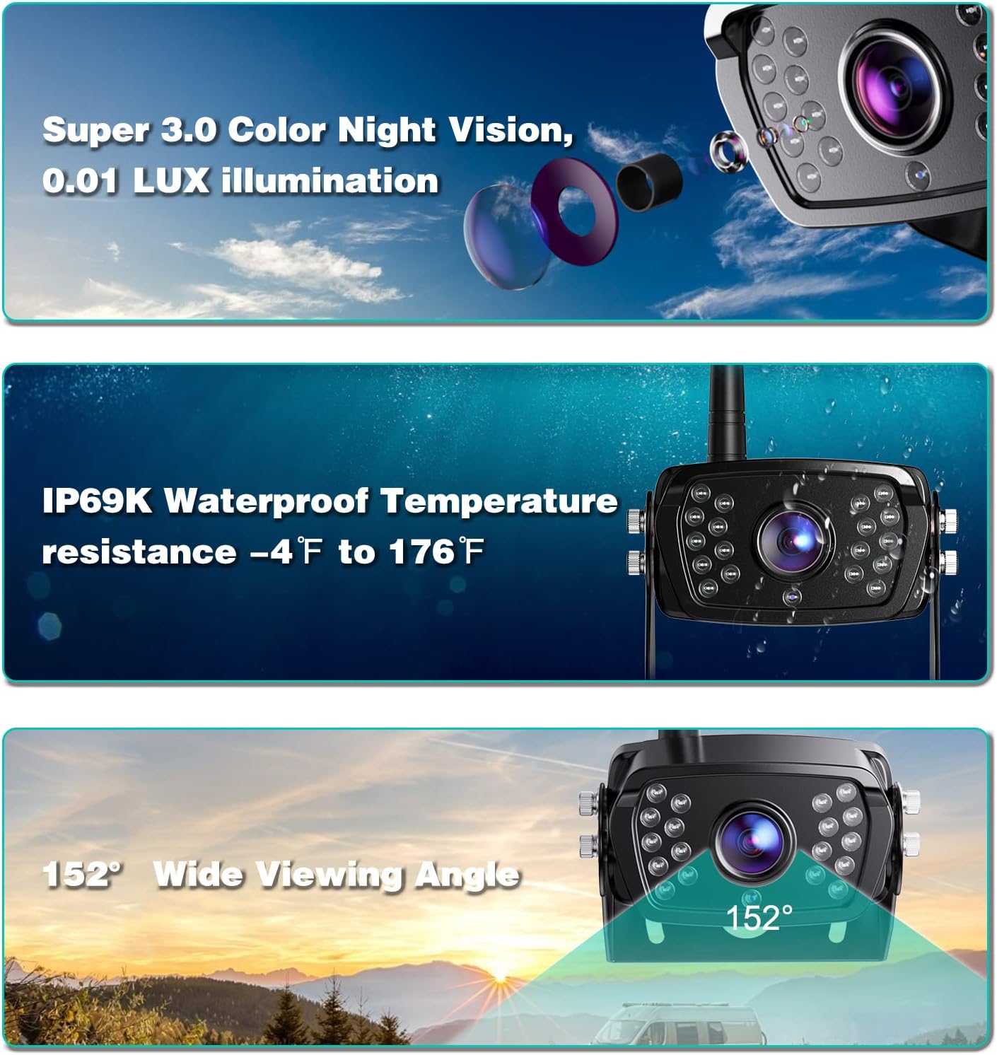 Detalle 2 de Nuoenx Wireless Backup Camera 7" Monitor for RVs