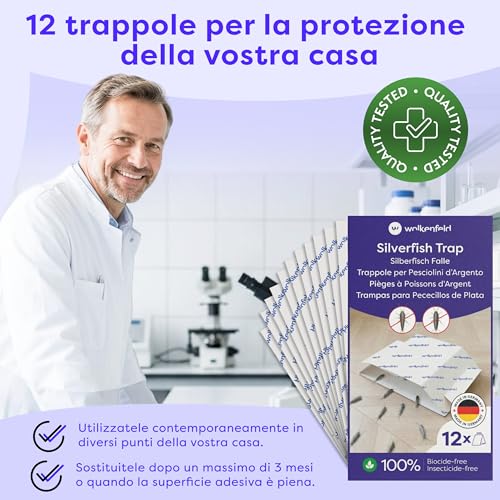 Detalle 2 de Wolkenfeld Trappola Pesciolini D'argento – 12 Fogli Adesivi Naturali, senza Spray né Biocidi