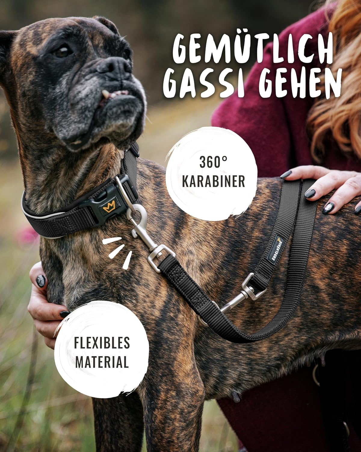 Detalle 2 de Rudelkönig Frida Führleine 2,30 m Verstellbar