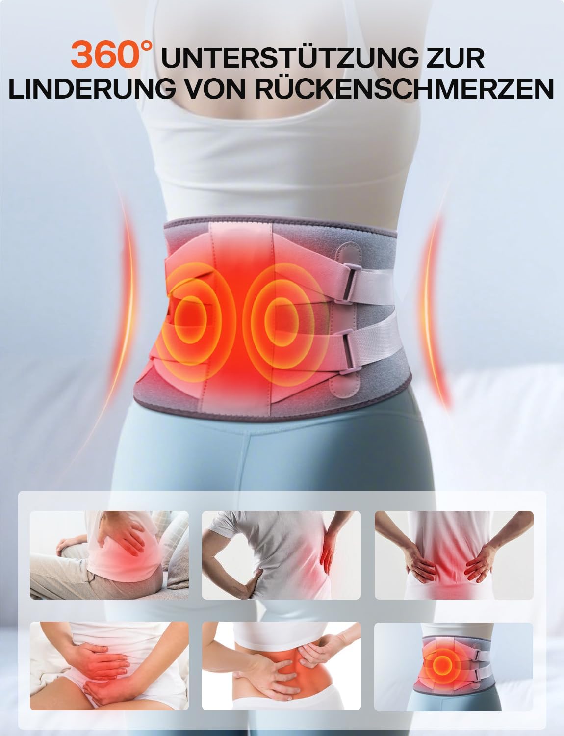 Thumbnail 2 de ALLJOY 170 cm Wärmegürtel für den Rücken mit Heizkissen, kabellosem Massagegerät (5 Vibrationsmodi, 3 Wärmestufen, 5000 mAh)