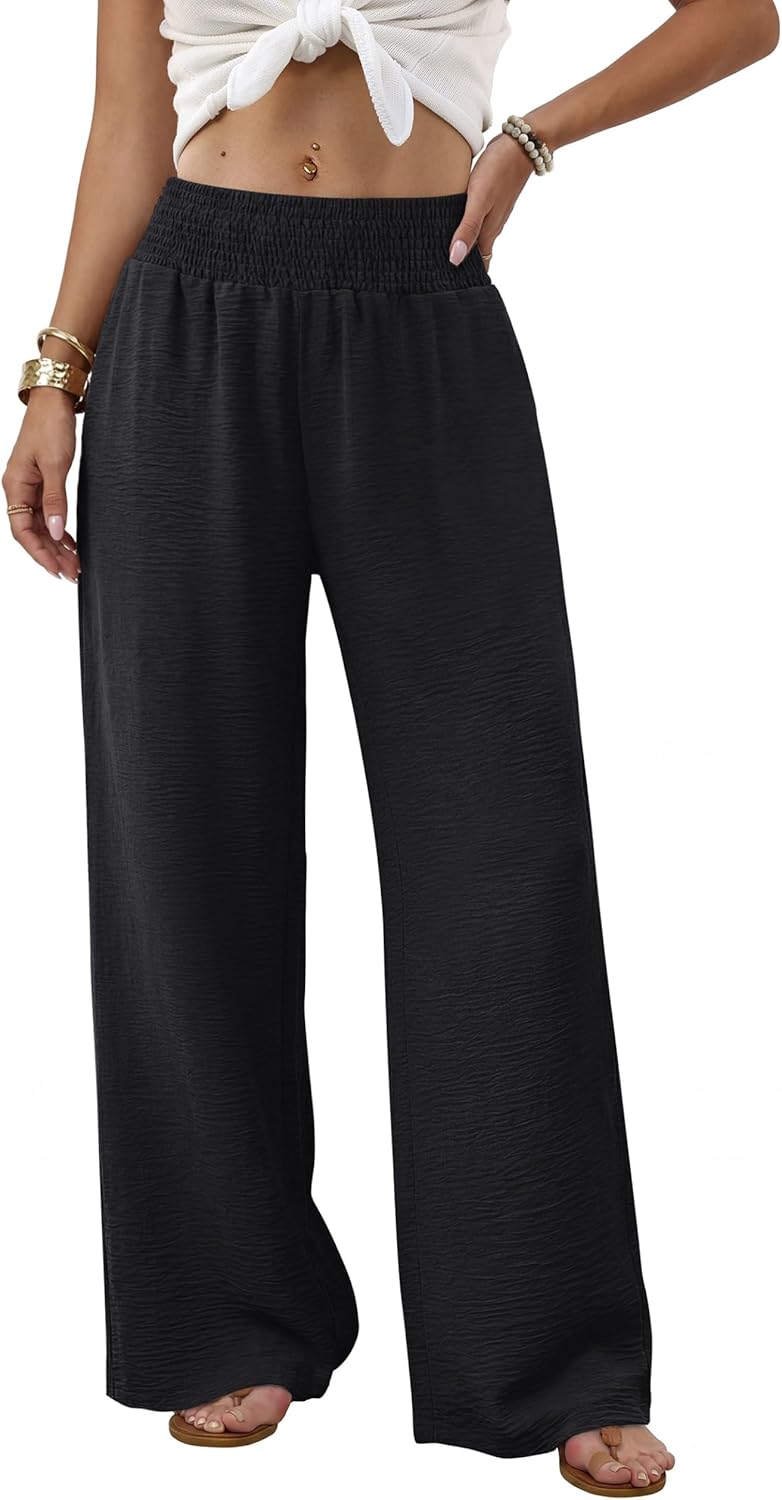 Thumbnail 1 de Sampeel Wide Leg Pants for Women: High-Waist Trousers with Pockets for Casual & Lounge Wear