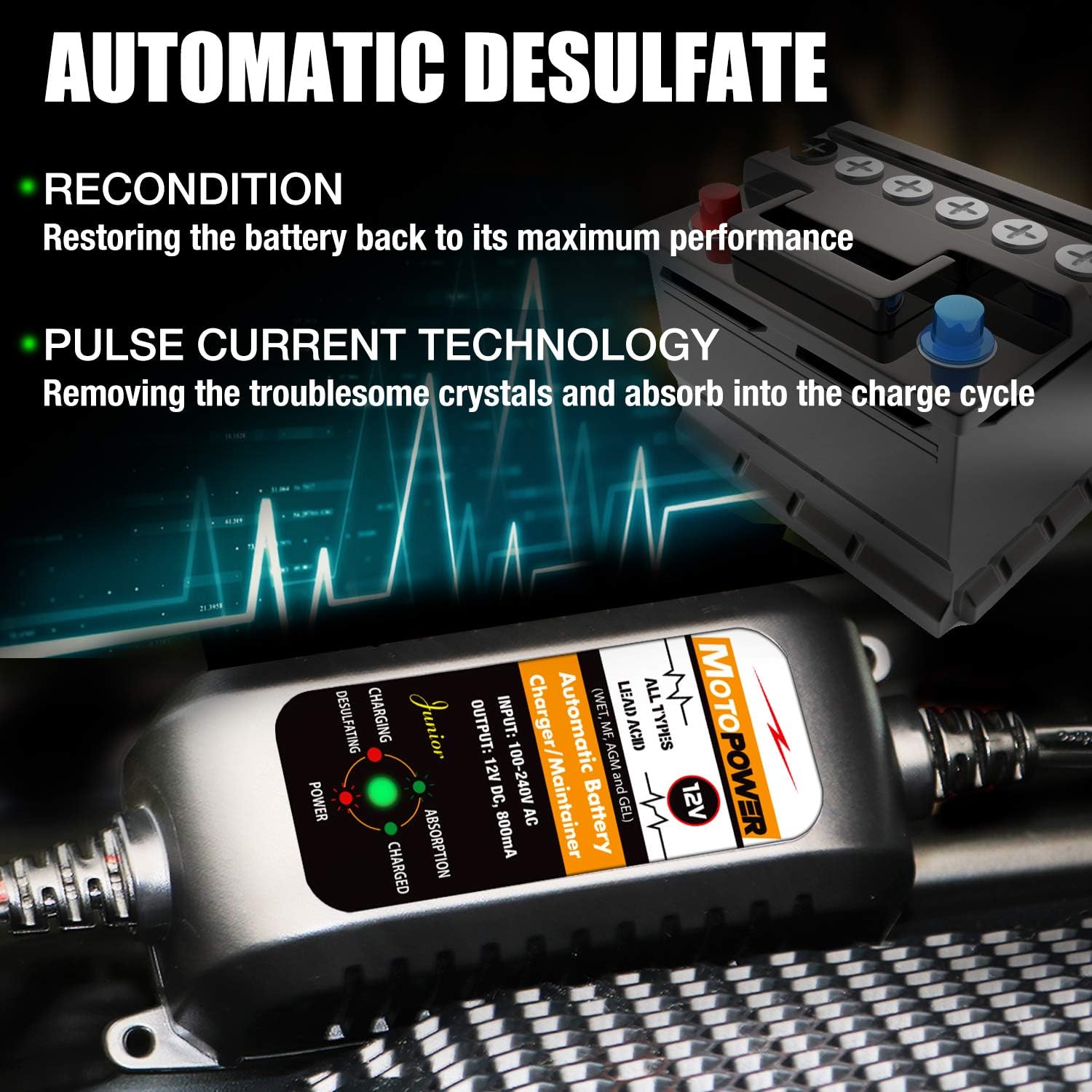 Thumbnail 3 de MOTOPOWER MP0205A 12V 800mA cargador inteligente