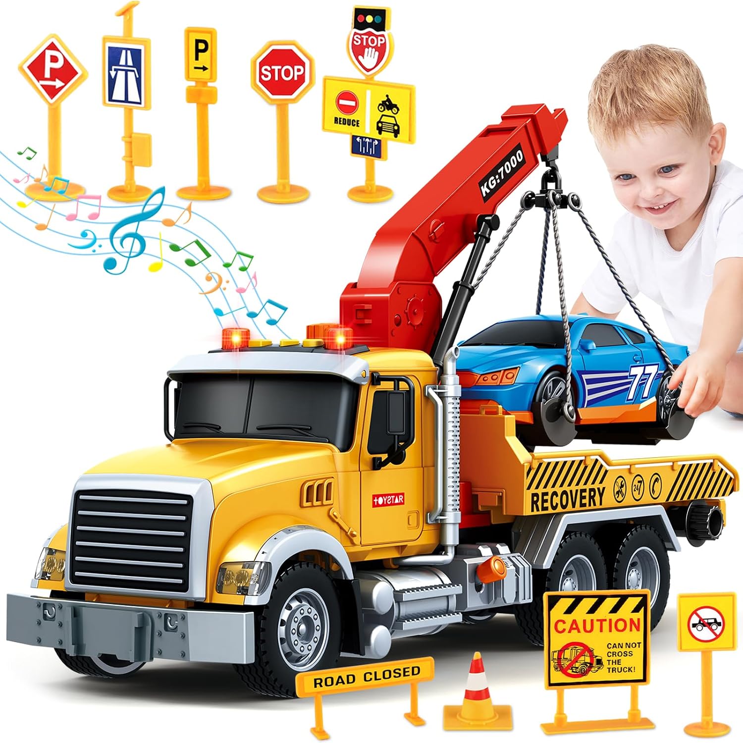 Detalle de 15-Inch Tow Truck Toy with Lights