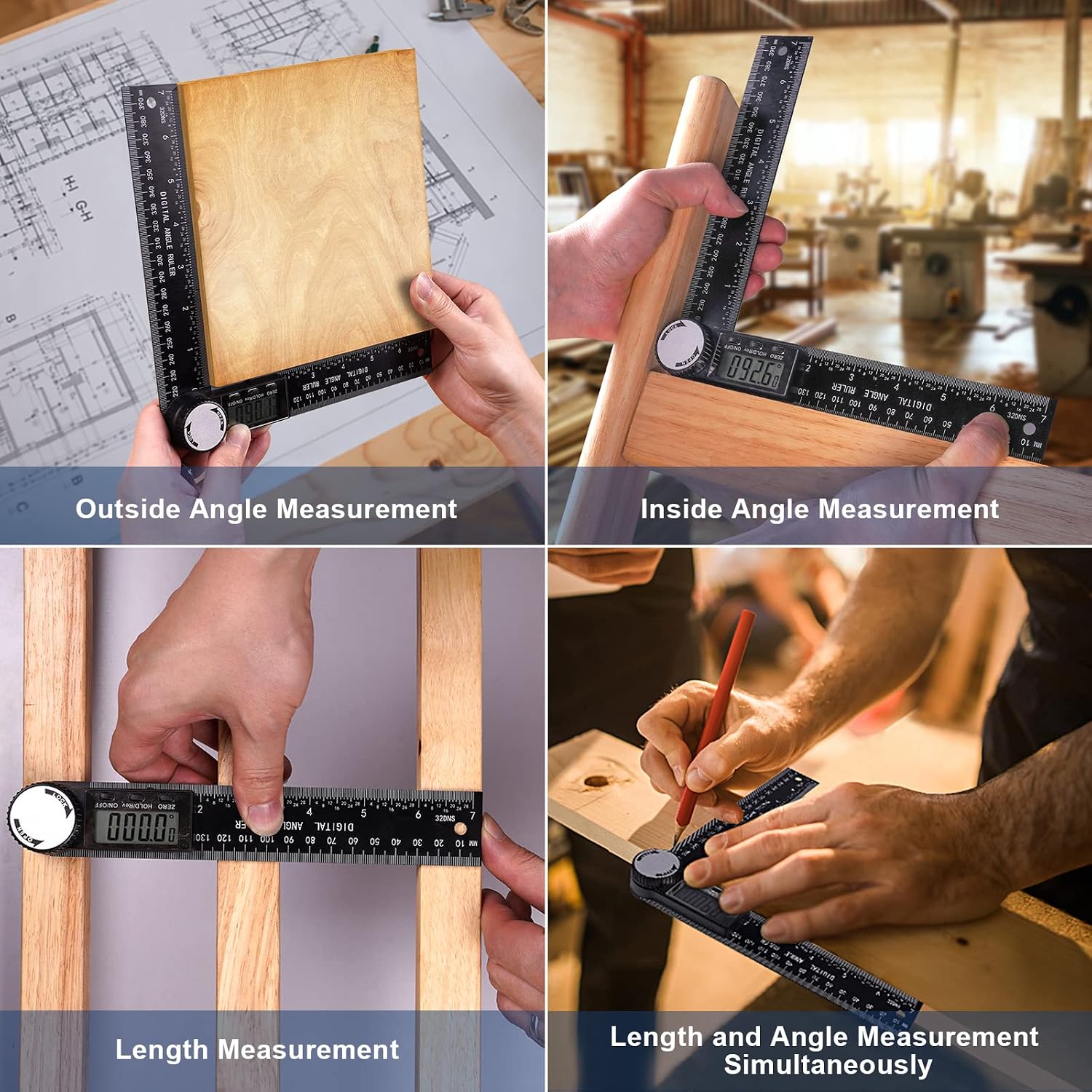 Thumbnail 2 de Digital Angle Finder Protractor with LCD Display – 0.1° Accuracy, 0–999.9° Range