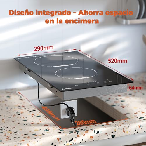 Thumbnail 7 de Topwish placa de inducción de 2 fuegos 30 cm con Booster y cierre de seguridad