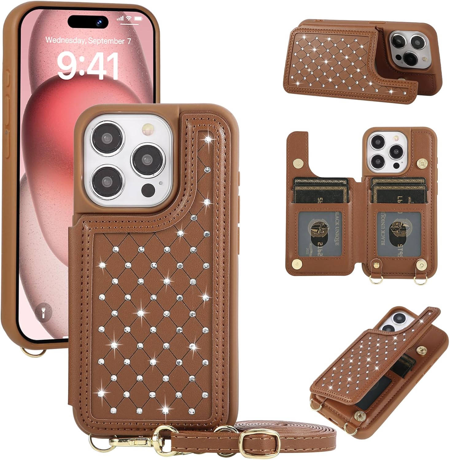 Detalle de Jcxtrombulous iPhone 12 wallet case with RFID and strap