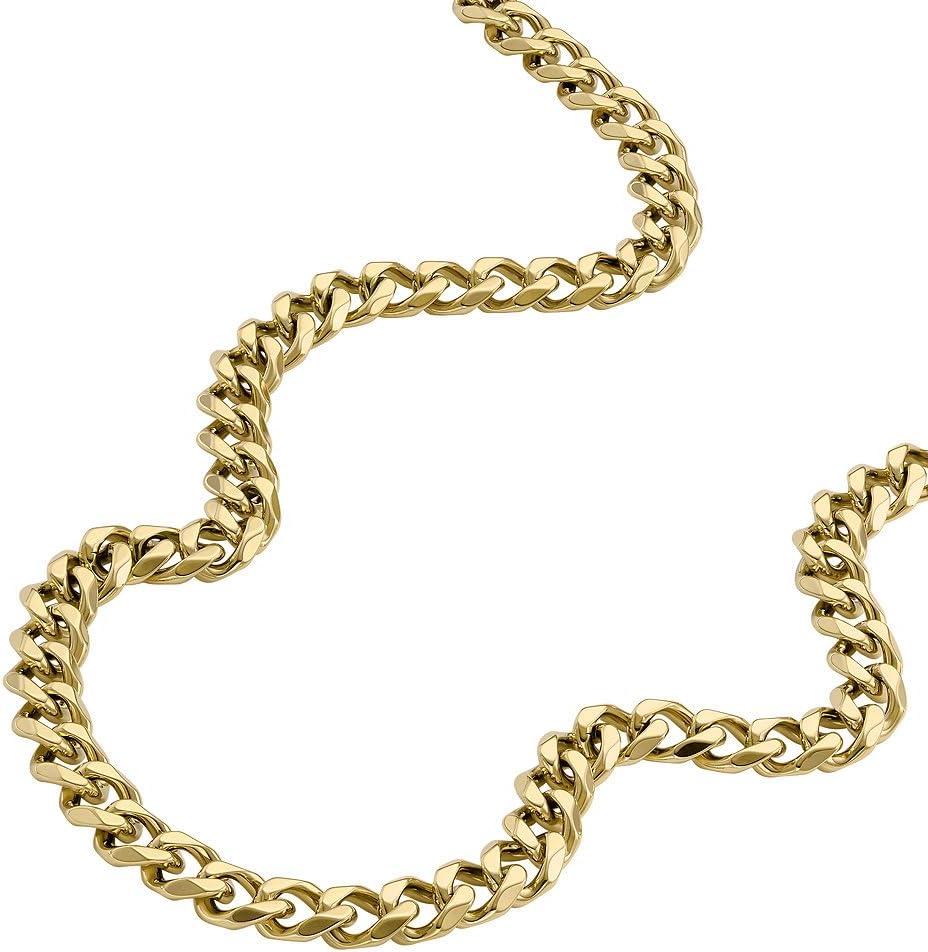 Thumbnail 2 de Fossil Collier en acier inoxydable doré avec fermoir à mosqueton – modèle masculin