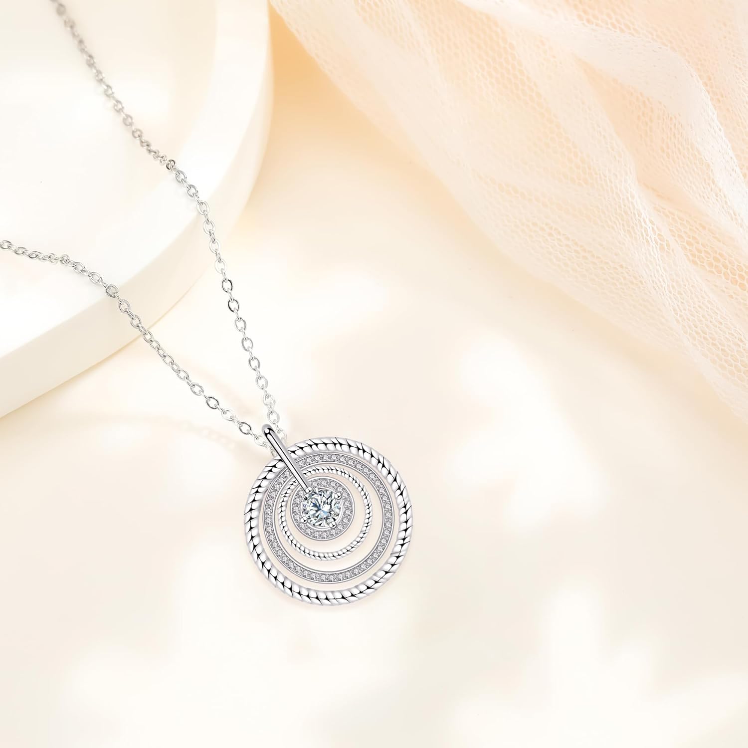 Thumbnail 1 de J.MUEN Damen-Halskette 925 Sterling Silber – verstellbar | Spiral-Anhänger