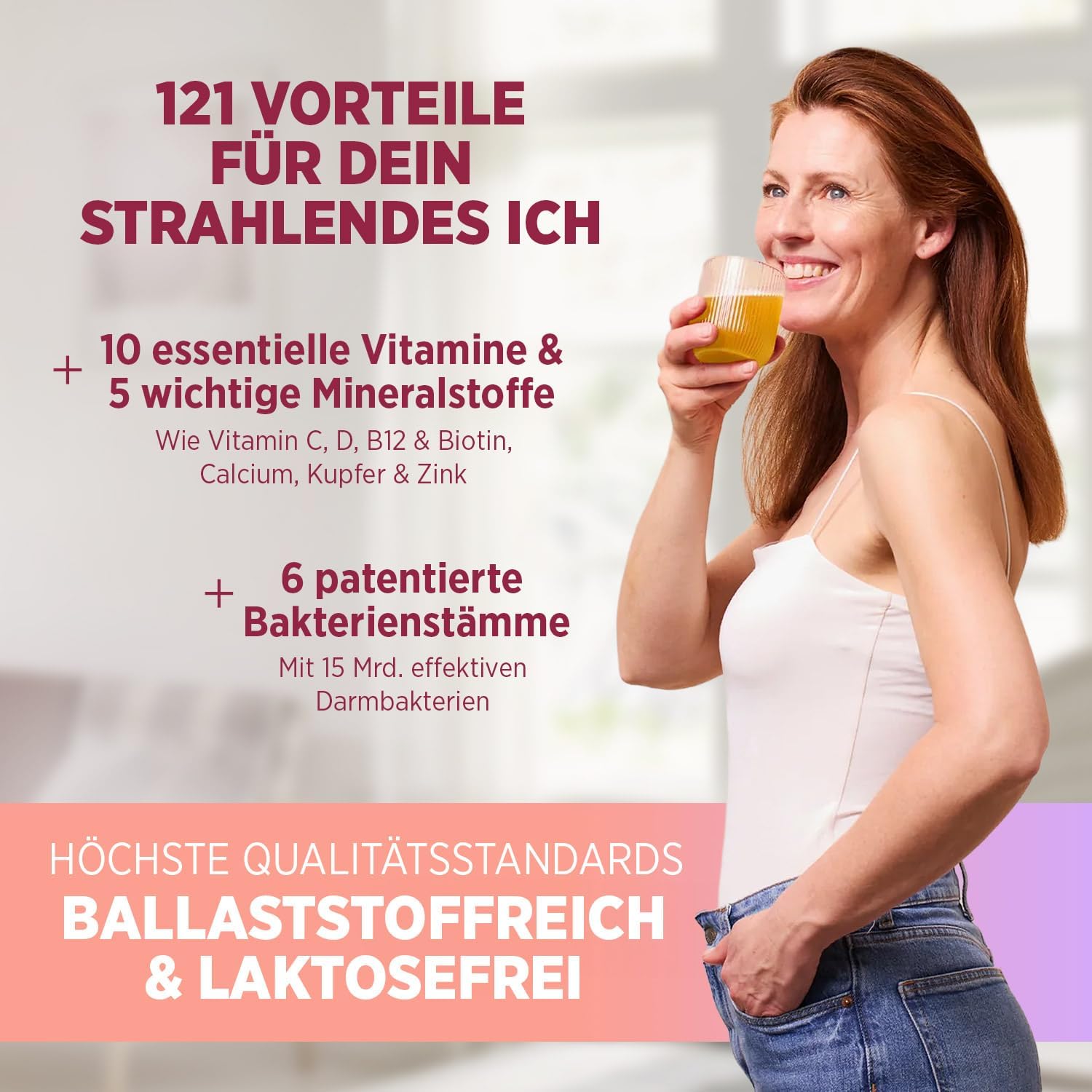 Detalle de HER ONE INNER BEAUTY All in One Mango-Maracuja – Multivitamin & Mineralien für Frauen, 30 Portionen