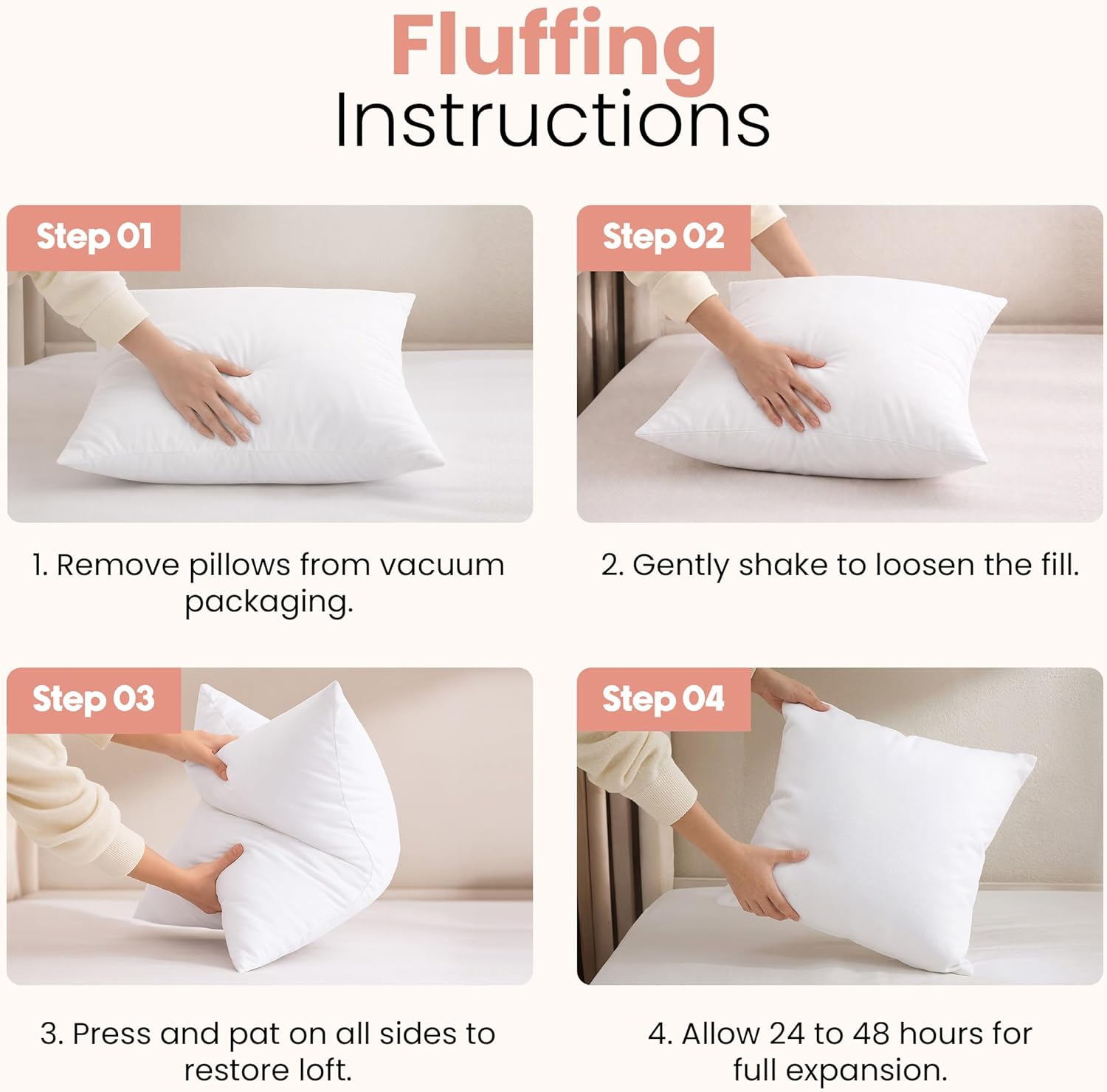 Detalle de Utopia Bedding 18x18 Pillow Inserts (Set of 2) — White