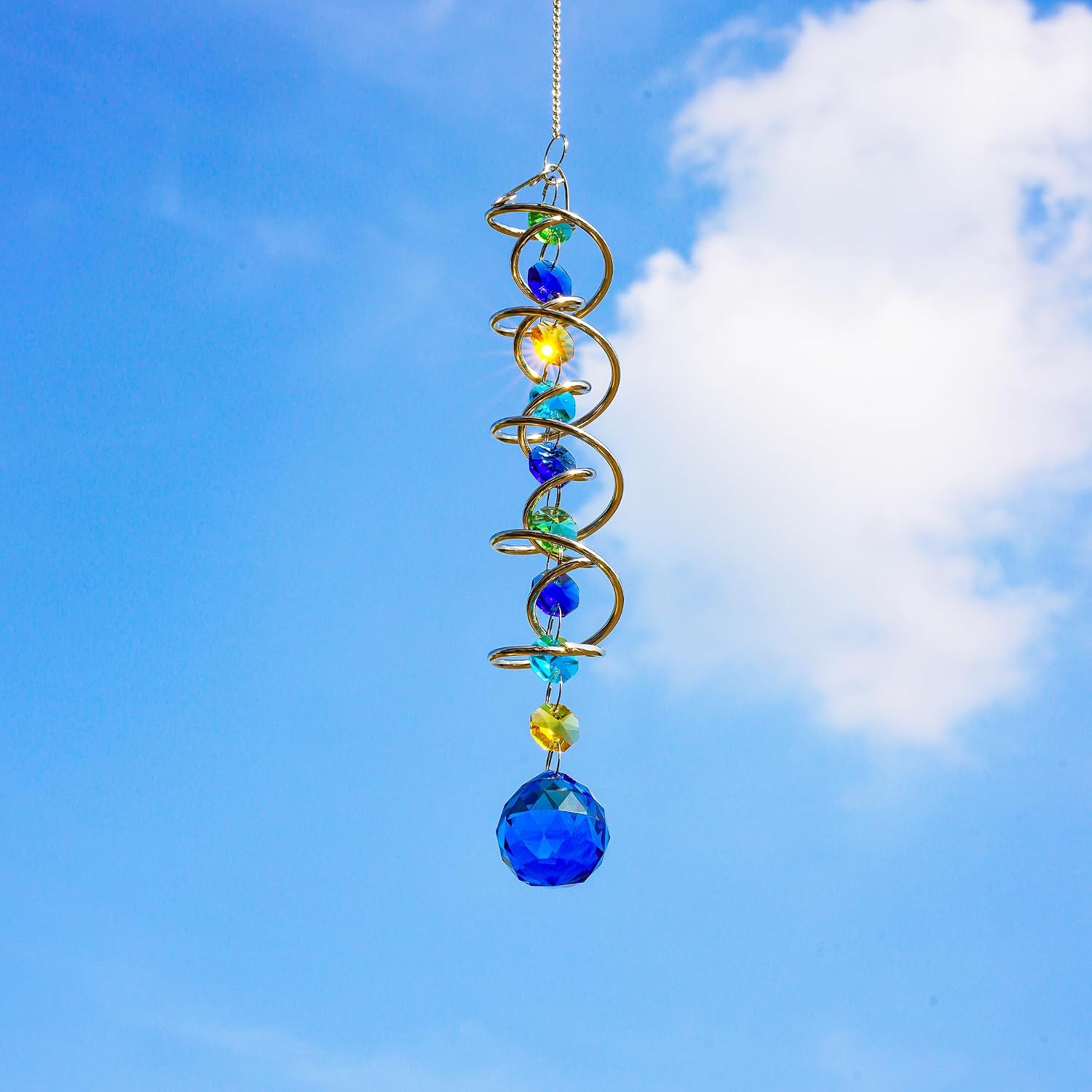 Detalle 2 de H&D HYALINE & DORA 20.5-Inch Crystal Gazing Ball Spiral Wind Spinner Suncatcher