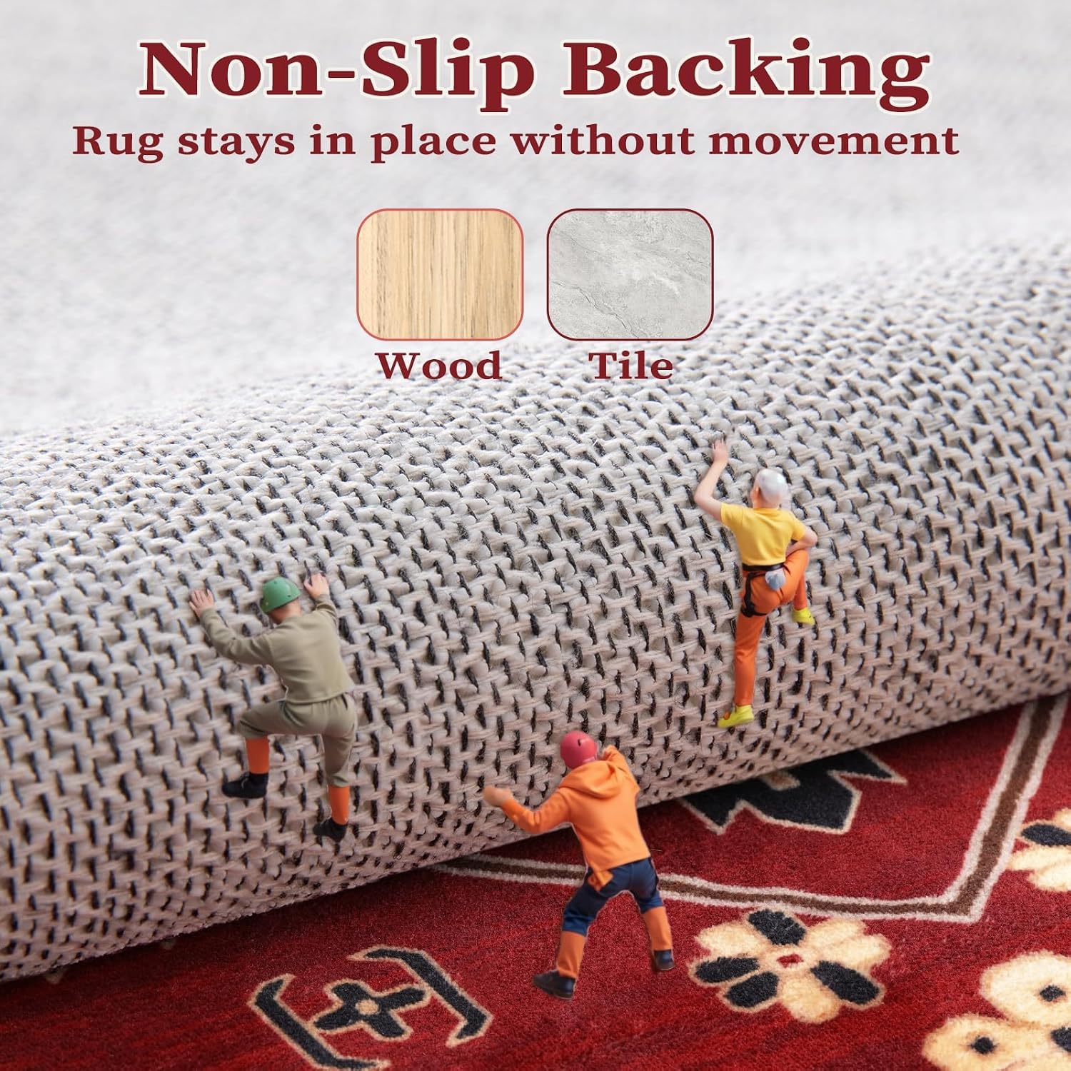 Detalle de SERISSA 5x7 Boho Area Rug — Washable, Non-Slip, Ultra-Soft Vintage Oriental Print