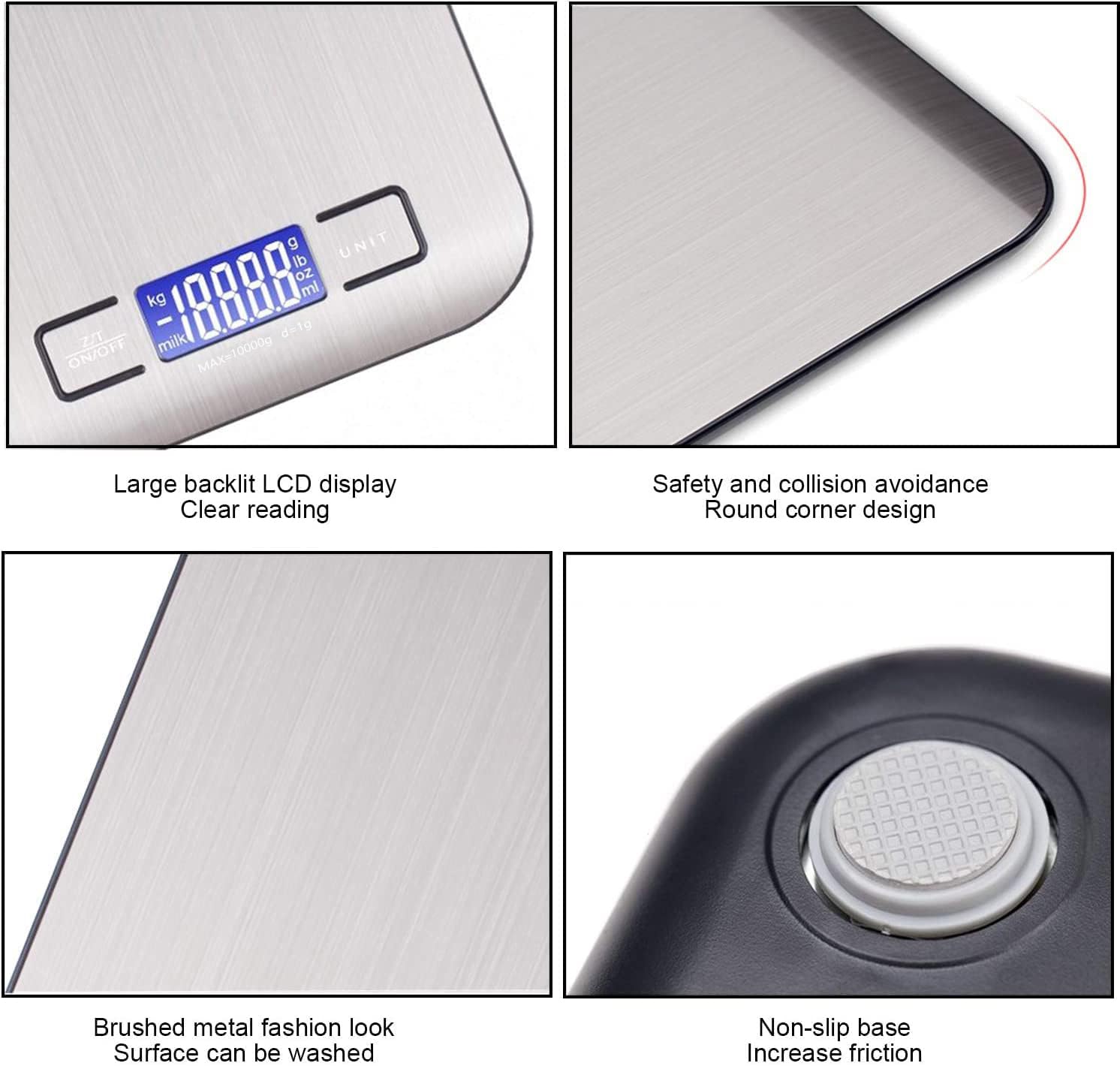 Thumbnail 5 de Bilancia da Cucina Digitale 10 kg in Acciaio Inox – Tara, Display LCD, Elegante e Ultra Sottile