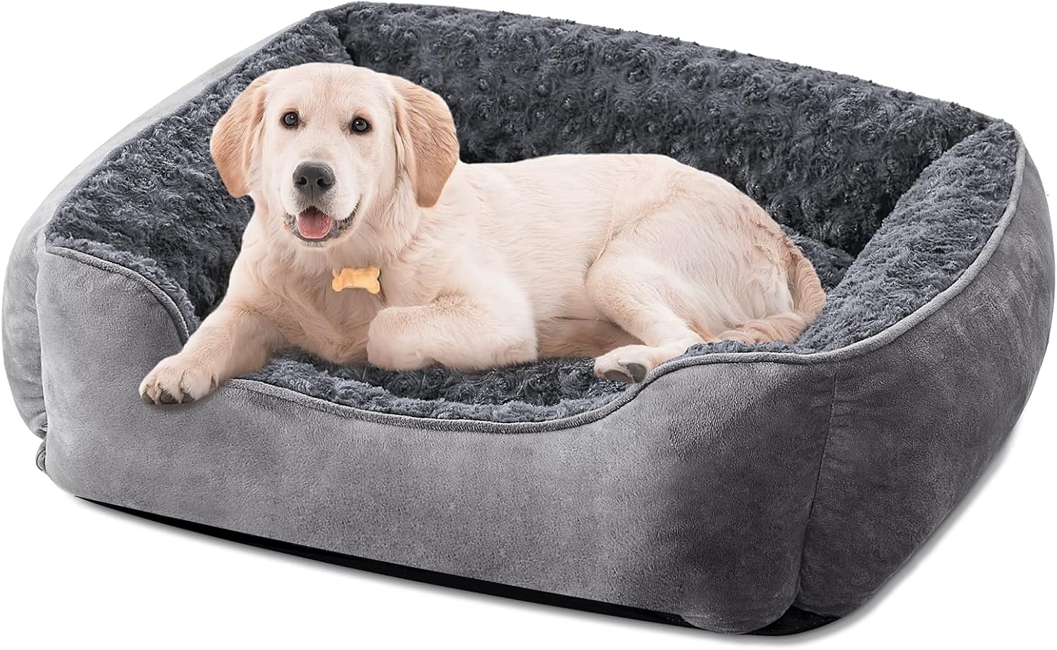 Thumbnail 6 de JOEJOY Panier chien lit avec coussin déhoussable lavable antidérapant pour petit chien (51x48x18 cm) – Gris, S