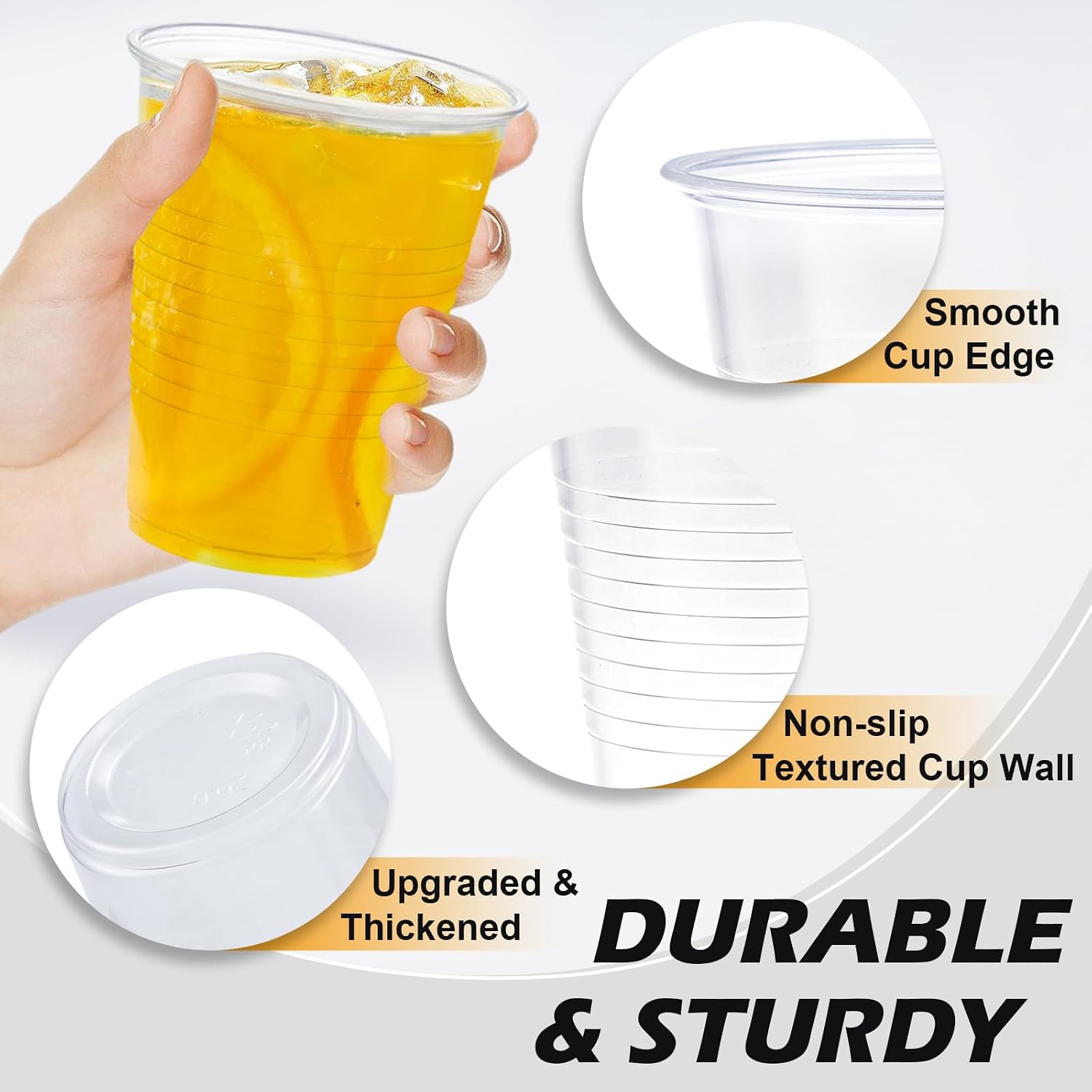 Detalle de Clawsoff 1000 Pack 9 oz Clear Plastic Cups (BPA-Free PP) for Cold Drinks