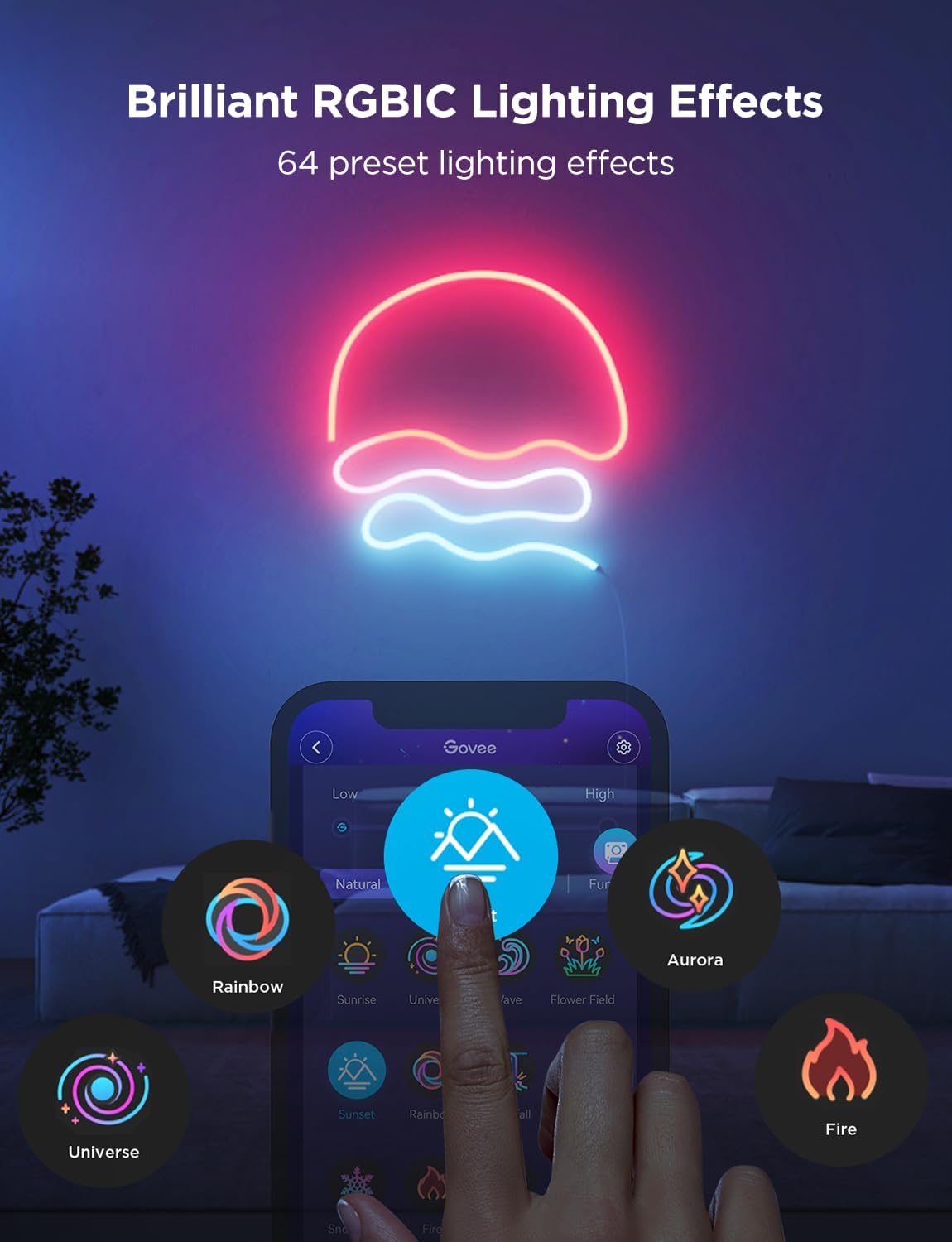 Thumbnail 1 de Govee RGBIC Neon Lights: Soft, flexible DIY Neon Rope Light with Matter, Alexa, and Google Assistant compatibility