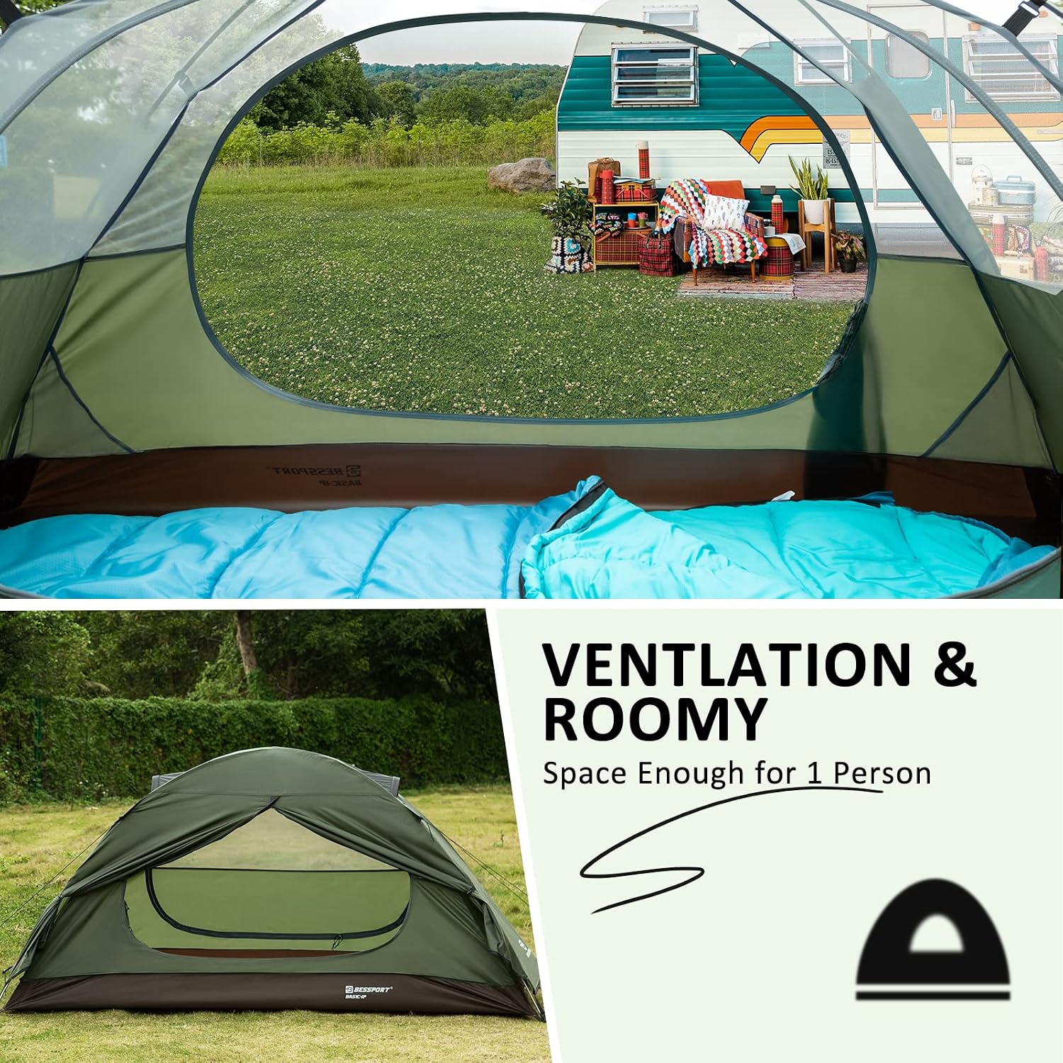 Thumbnail 3 de Bessport Ultralight Kuppelzelt 1–3 Personen (kleines Packmaß, 3–4 Saisons, wasserdicht & winddicht)