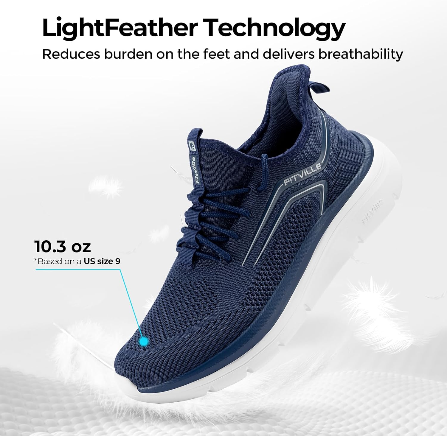 Detalle de FitVille Extra Wide Fit Trainers for Men – Slip-On Arch Support Road Running Shoes
