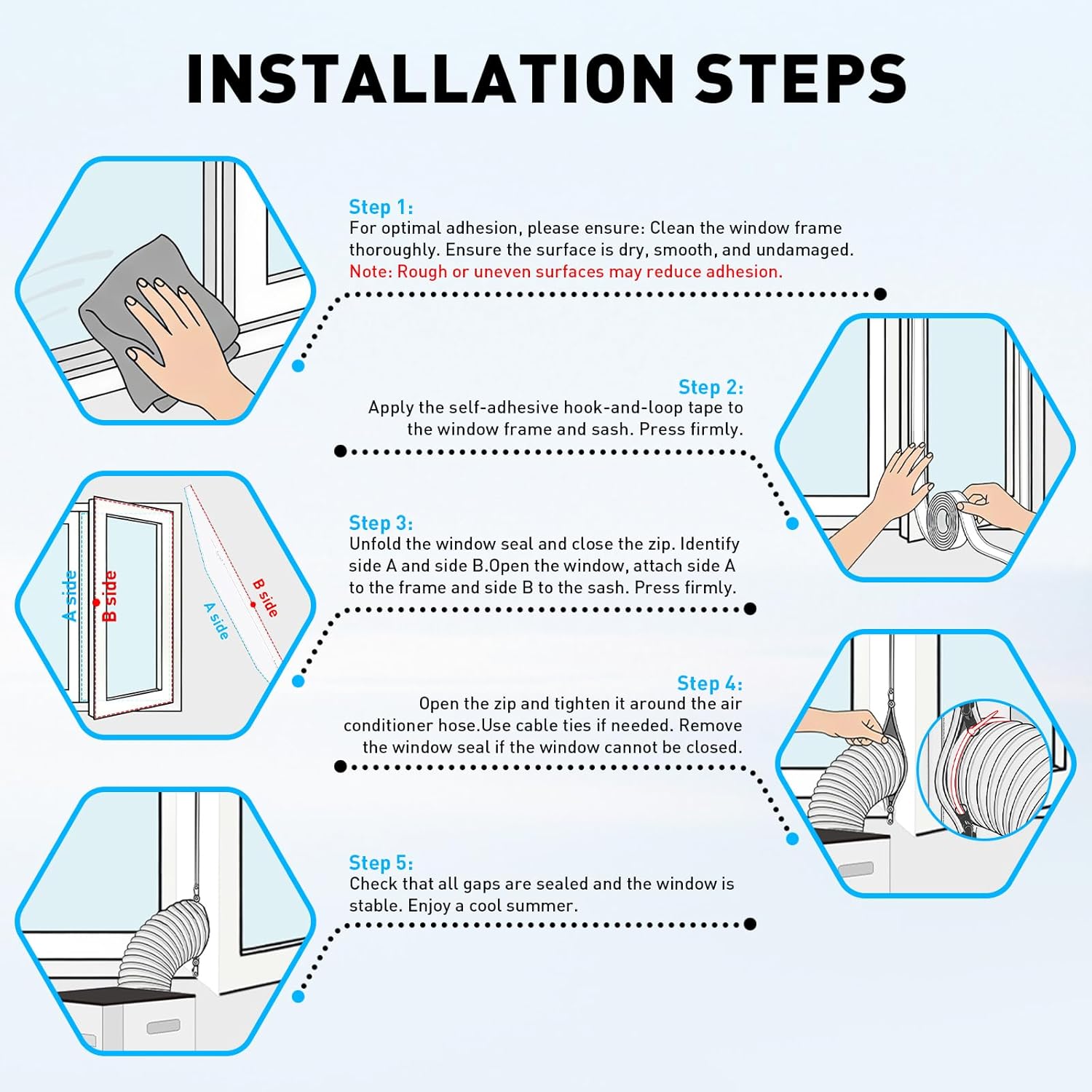 Thumbnail 6 de OWYR Air Conditioner Window Seal Kit 400cm — Enhanced Adhesive, Double Zipper, Universal Fit