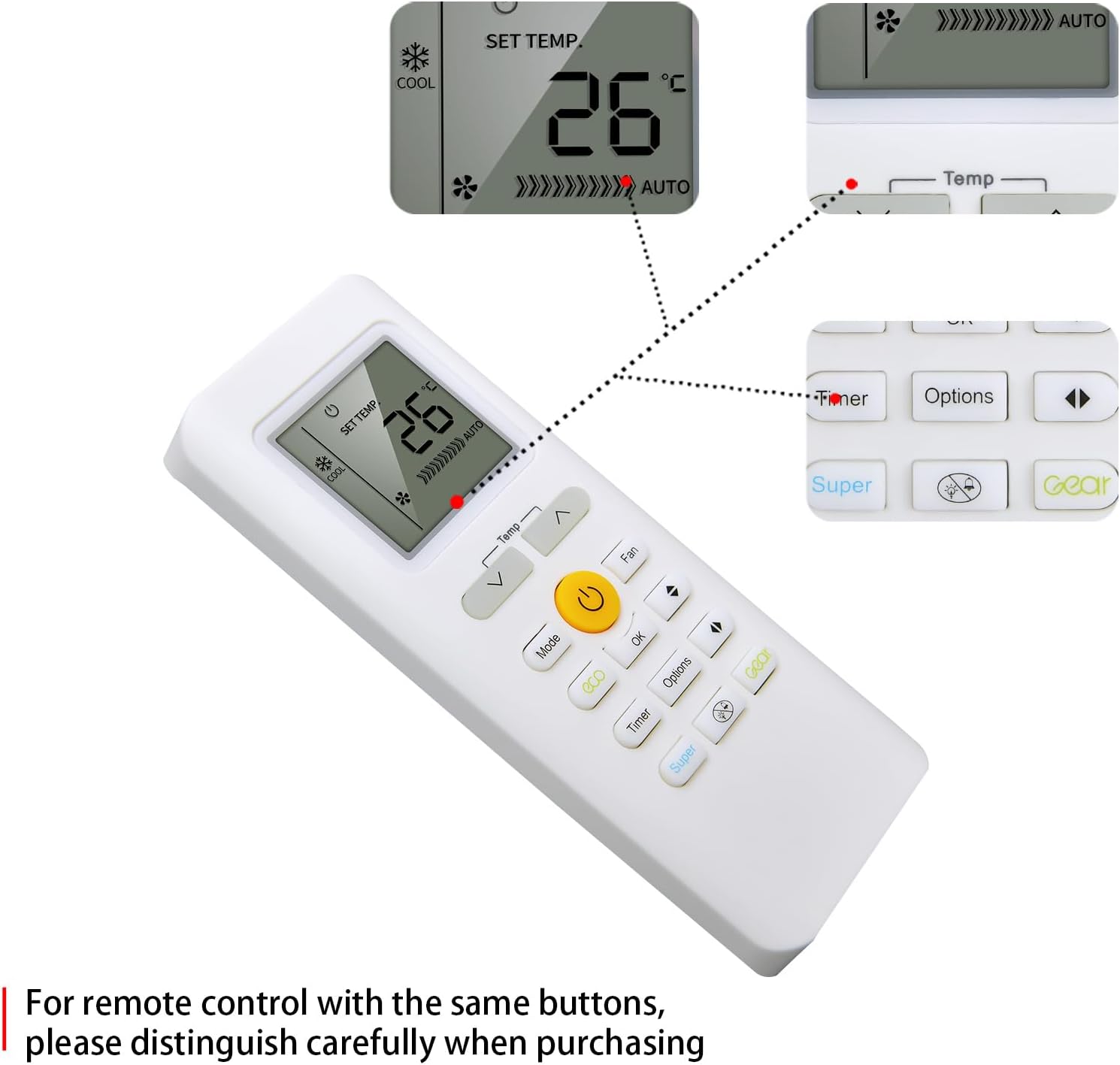 Thumbnail 3 de TCNOUMT RG70E/BGEF replacement remote for Midea
