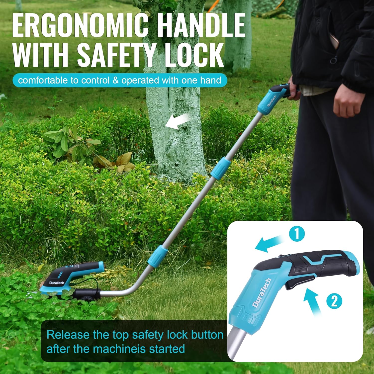 Thumbnail 4 de DURATECH Cordless 3-in-1 Hedge Trimmer: 3.6V, 50-Inch Pole, USB-C Rechargeable