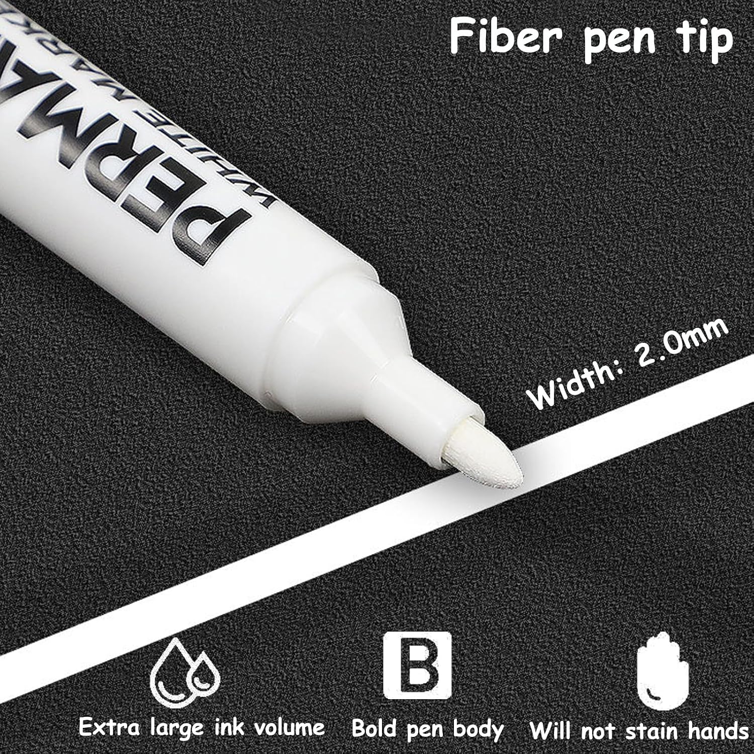 Thumbnail 6 de RiyaNed JCX-DJ1BS acrylmarker, wit, watervast en met 2 mm punt