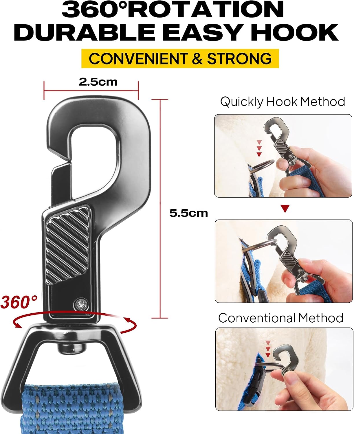 Detalle 2 de Fida Heavy Duty Dog Lead for Medium/Large Dogs – 1.2m with Traffic Handle & Reflective Webbing