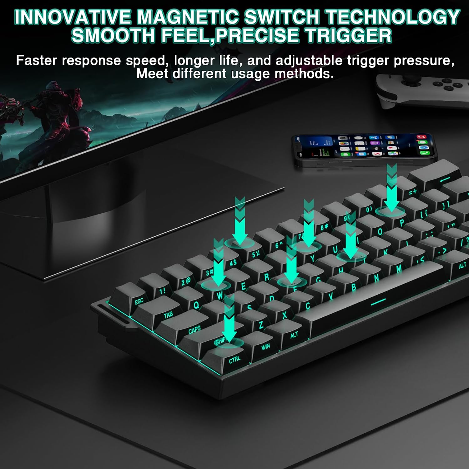 Thumbnail 4 de AULA MINI60 HE PRO Wireless Gaming Keyboard 60%: Hall Effect, 8000Hz, Tri-Mode