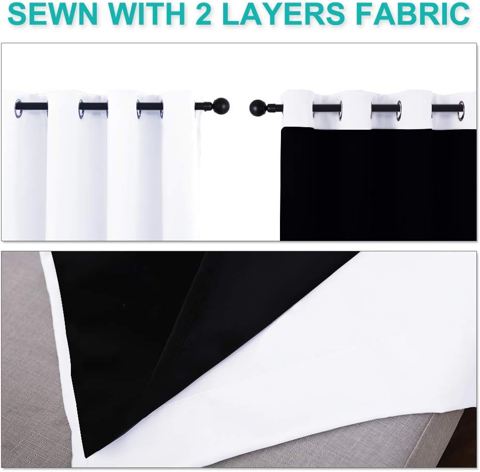 Thumbnail 4 de NICETOWN Pure White 100% Blackout Lined Curtains – 2 Panels, 37" W x 60" L Each