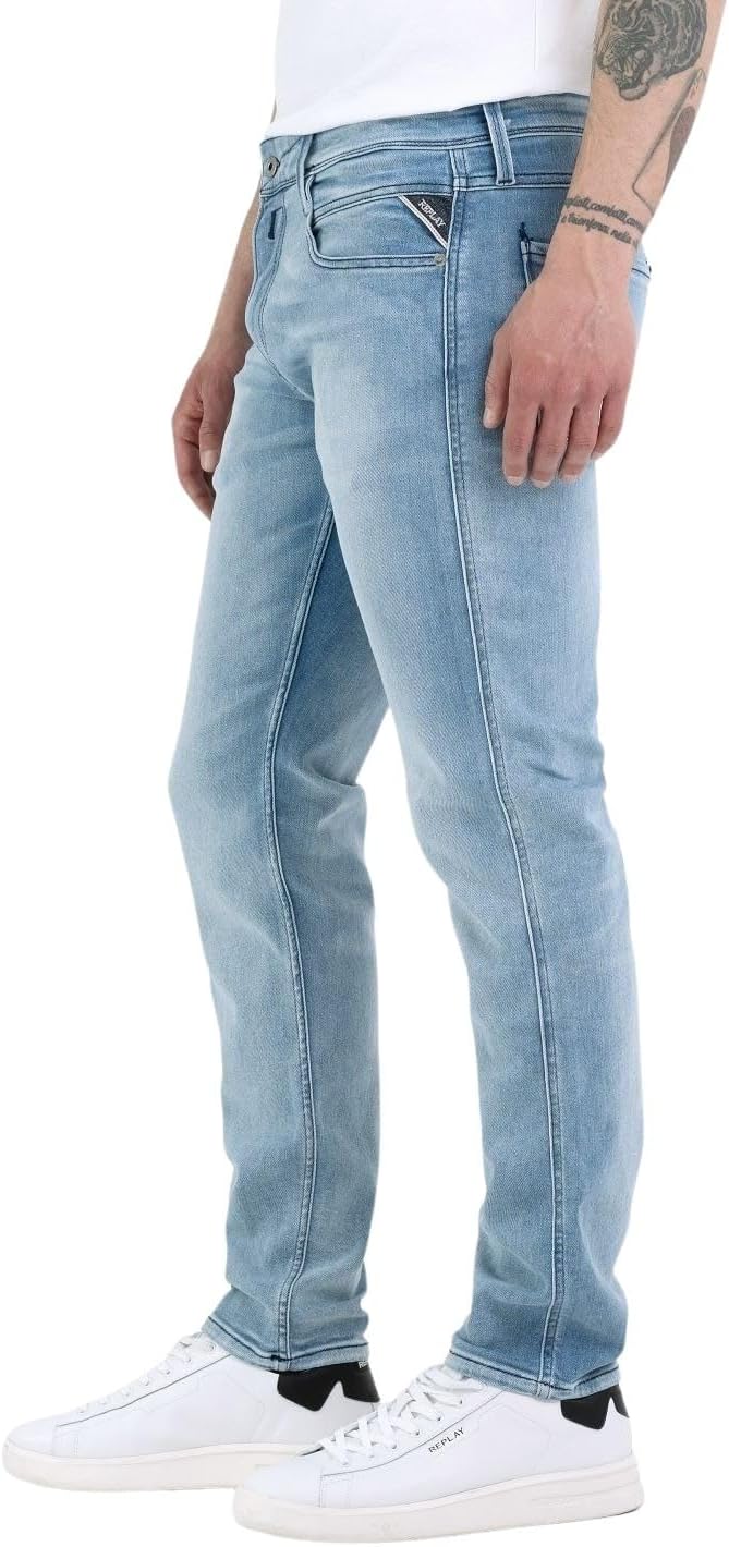 Detalle de Replay Herren Jeans Anbass Hyperflex Colour Xlite – Slim Fit mit Power Stretch