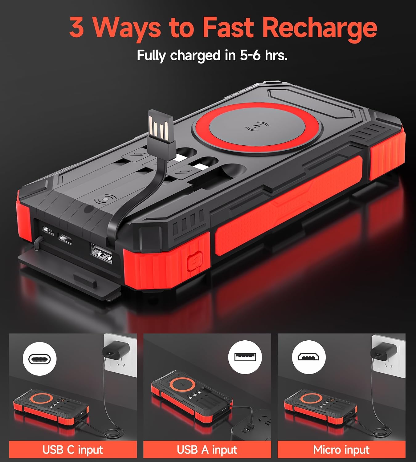 Detalle de Power Bank Solare 56800mAh con ricarica wireless: energia indipendente per esterni e viaggio